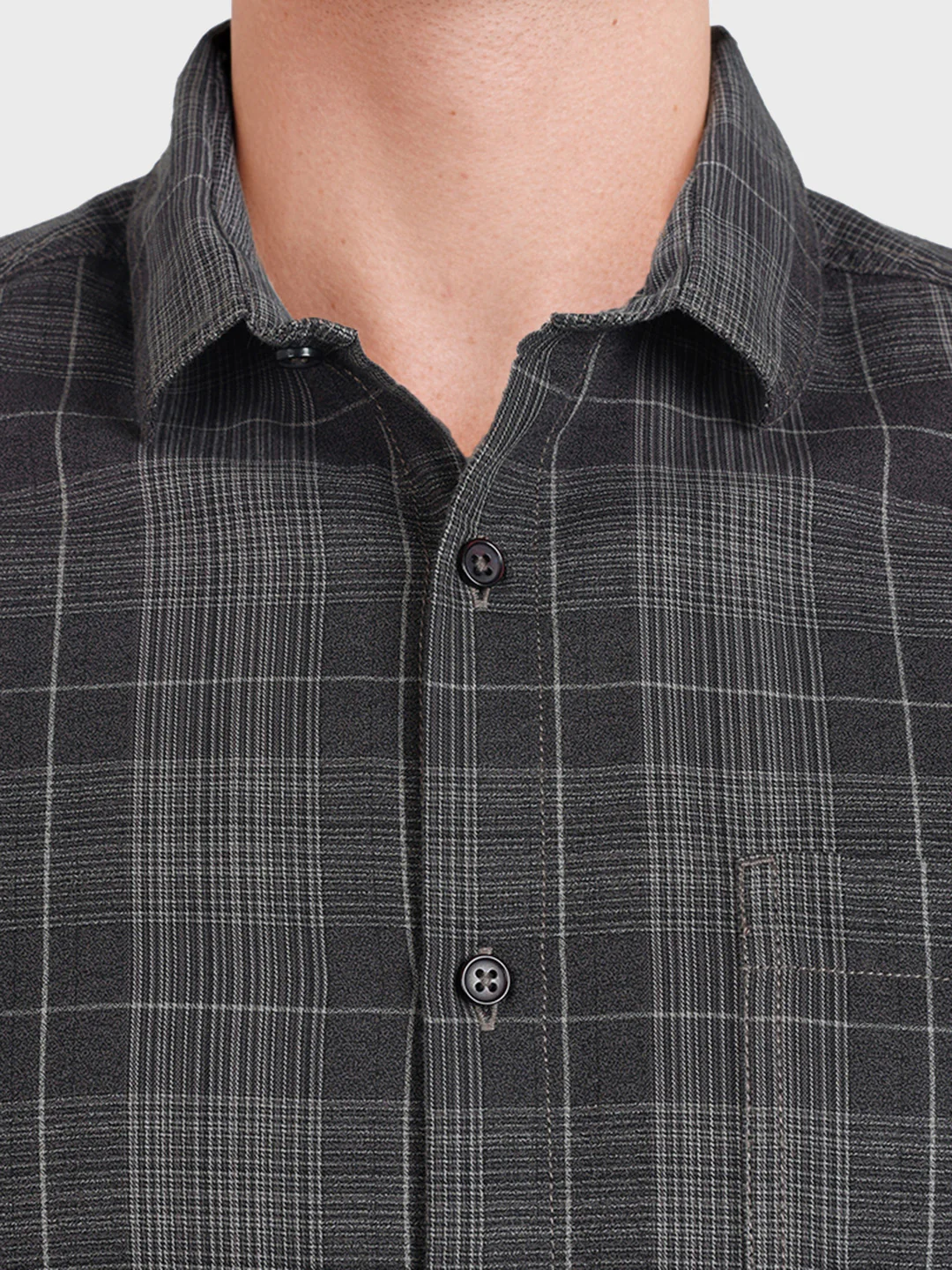 Men's Brown Slim Fit Checkered Casual Shirt - Image 3