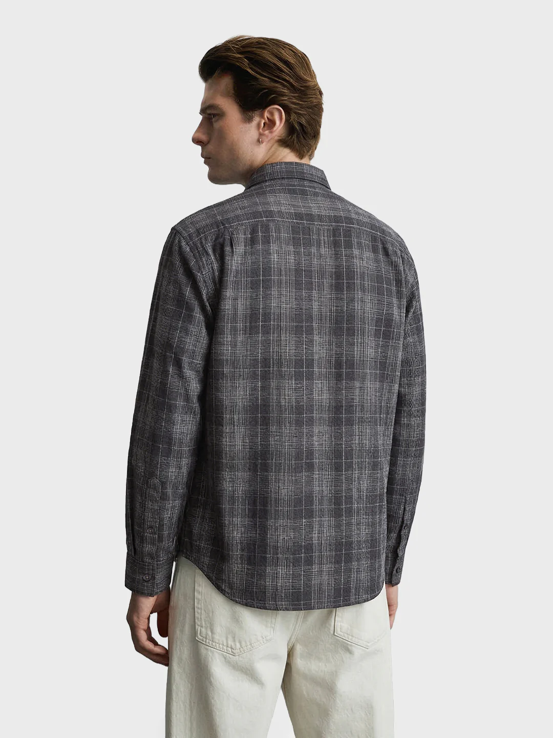 Men's Brown Slim Fit Checkered Casual Shirt - Image 5