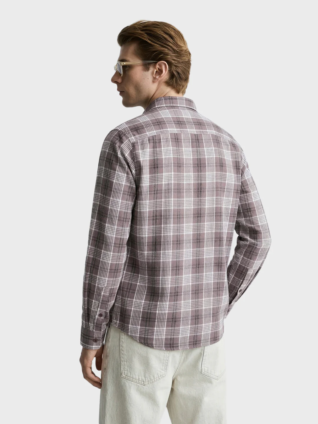 Men's Brown Slim Fit Checkered Casual Shirt - Image 5
