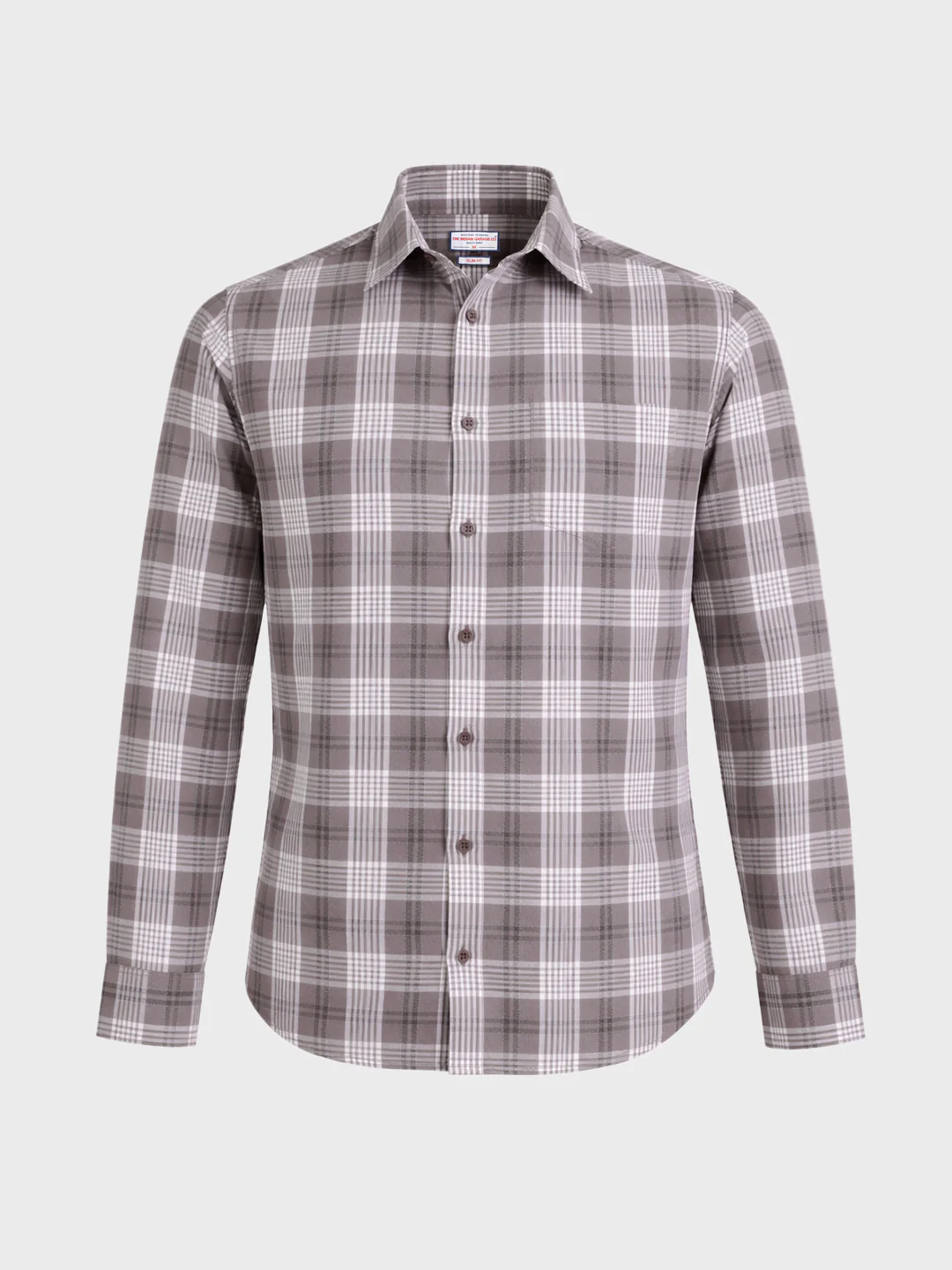 Men's Brown Slim Fit Checkered Casual Shirt - Image 6