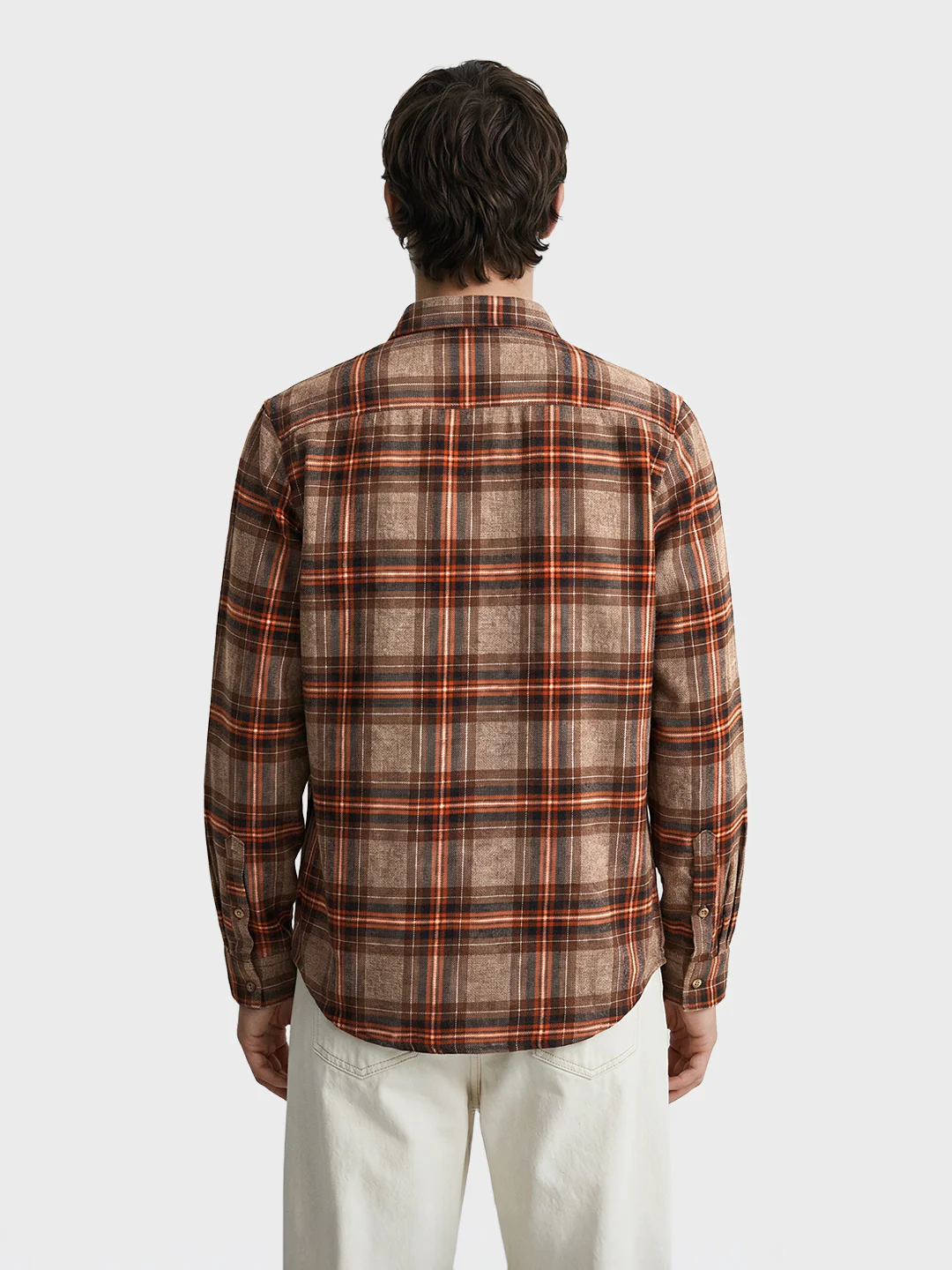 Men's Brown Slim Fit Checkered Casual Shirt - Image 5