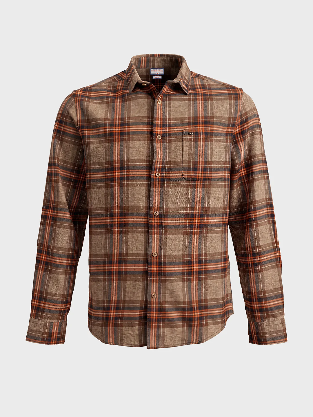 Men's Brown Slim Fit Checkered Casual Shirt - Image 6