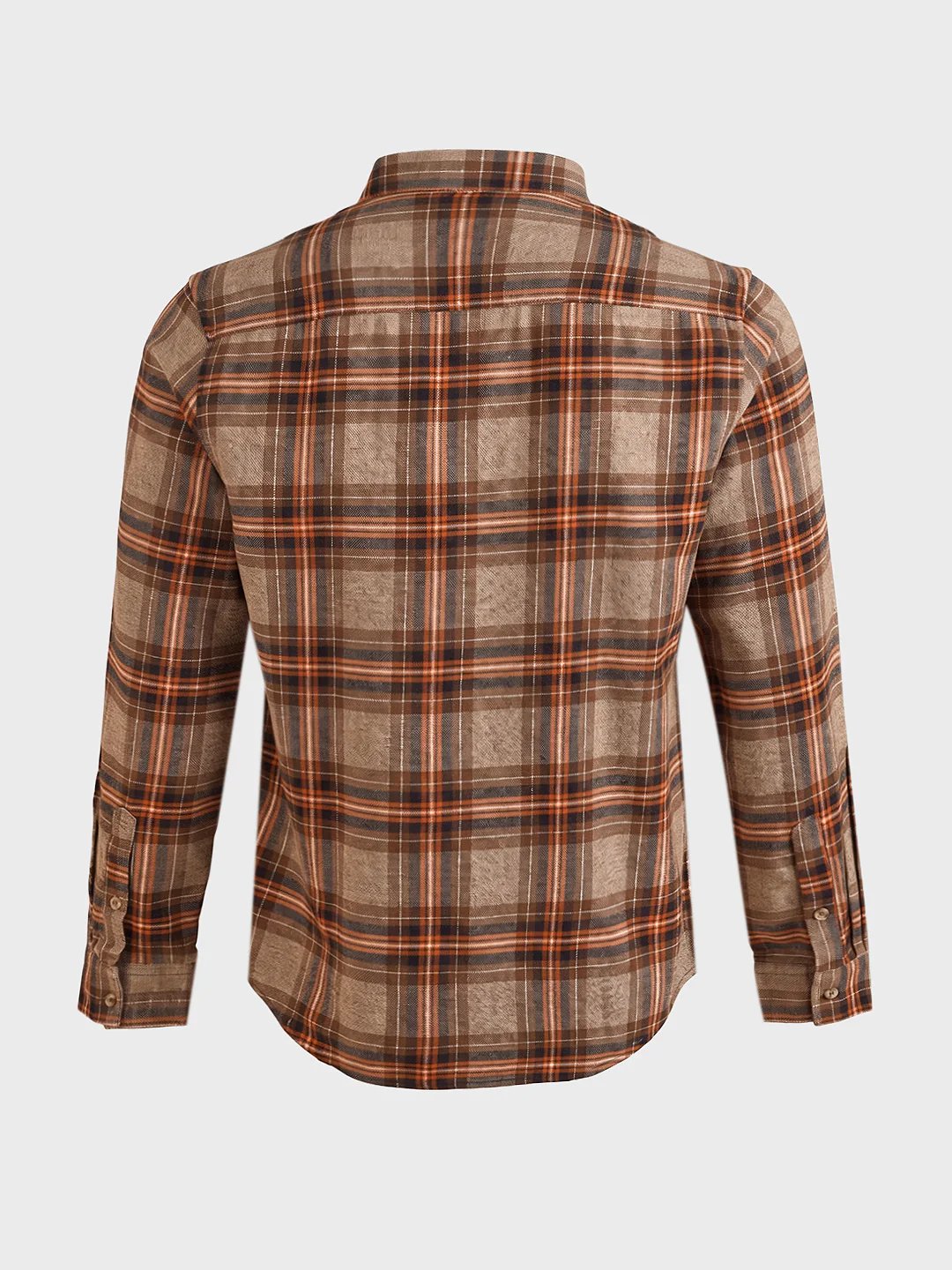 Men's Brown Slim Fit Checkered Casual Shirt - Image 7