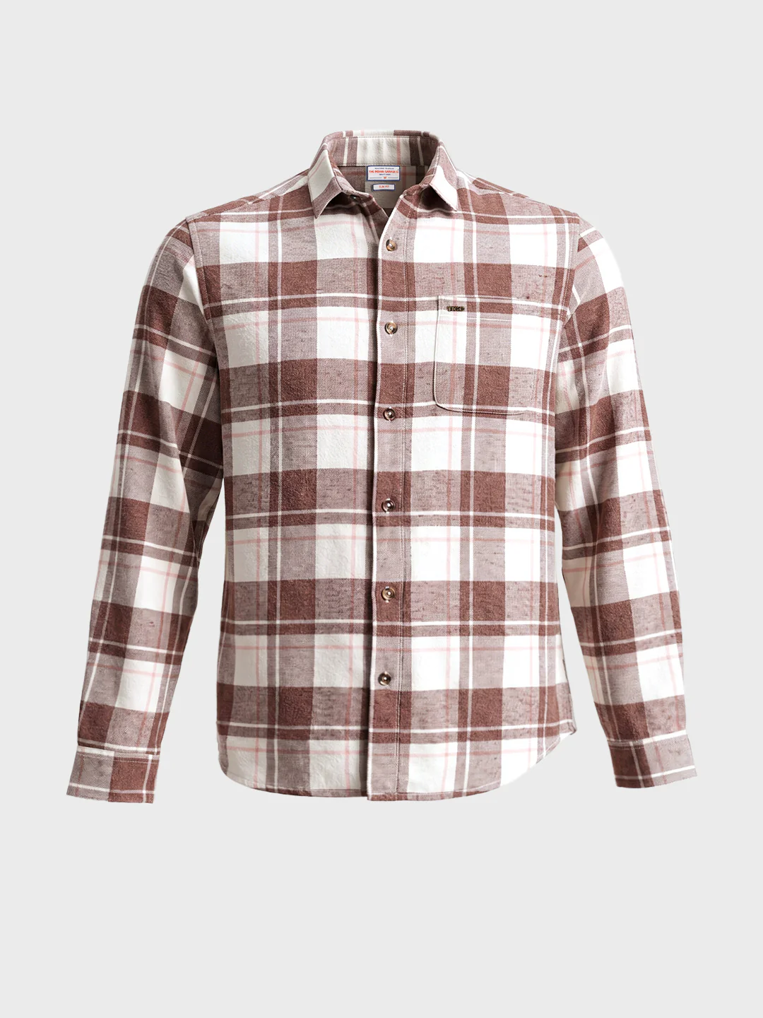 Men's Brown Slim Fit Checkered Casual Shirt - Image 6