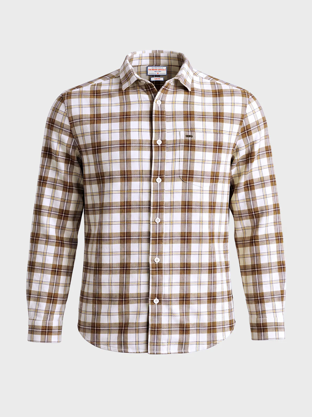 Men's Brown Slim Fit Checkered Casual Shirt - Image 6