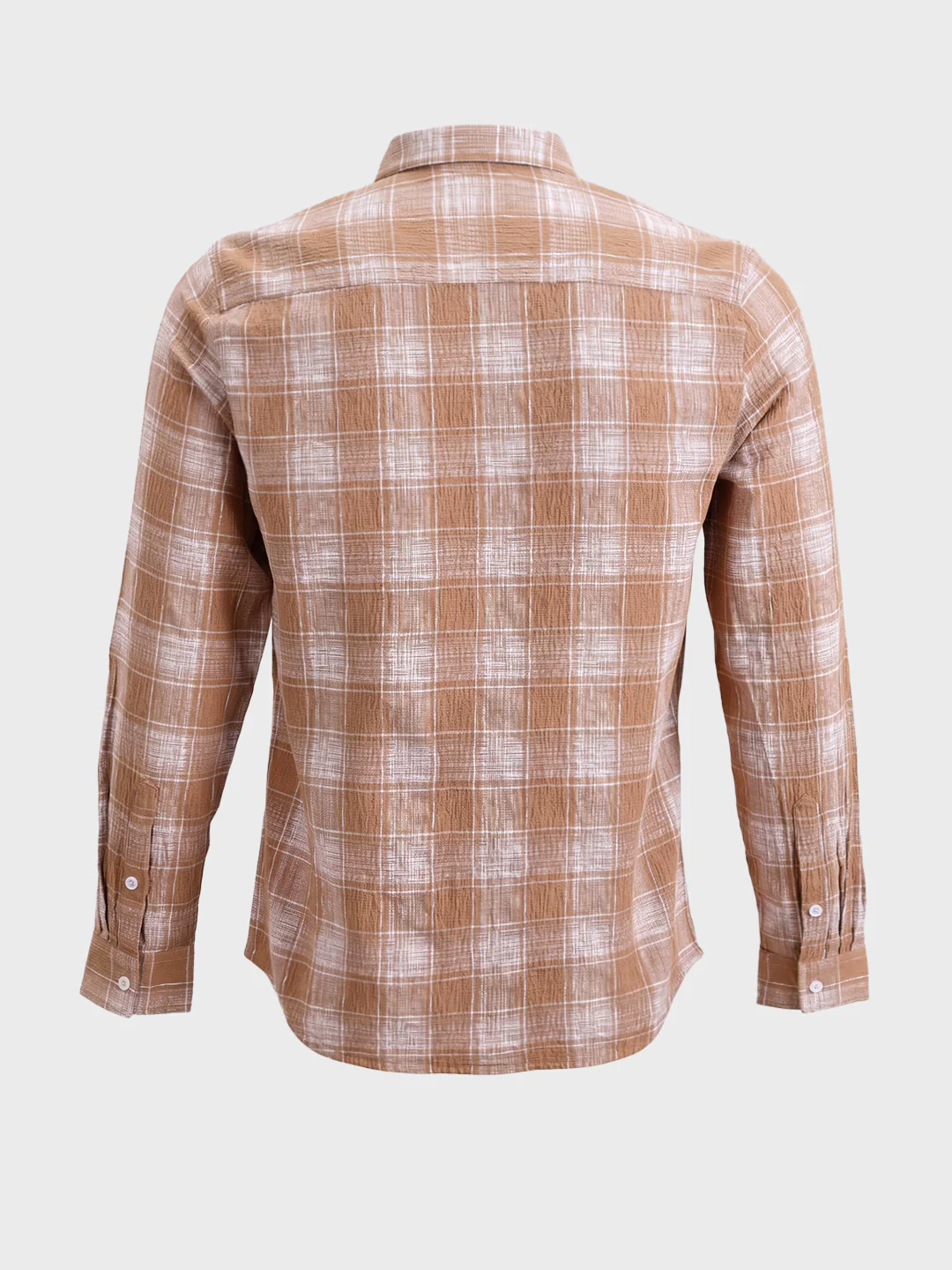 Men's Brown Slim Fit Checkered Casual Shirt - Image 7