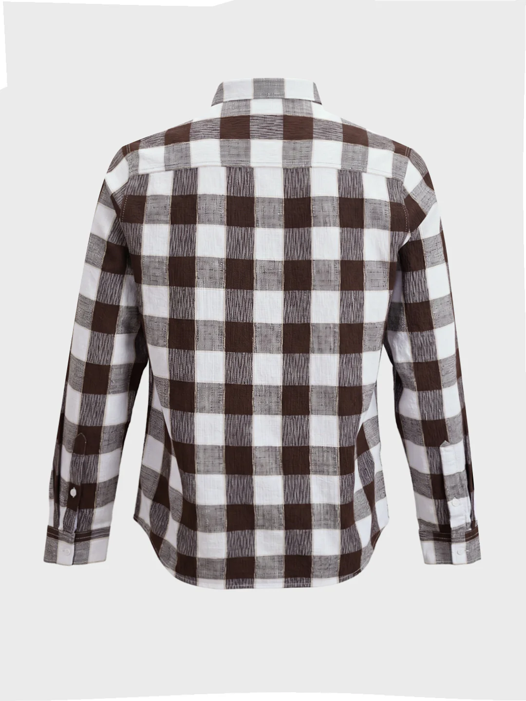 Men's Brown Slim Fit Checkered Casual Shirt - Image 7