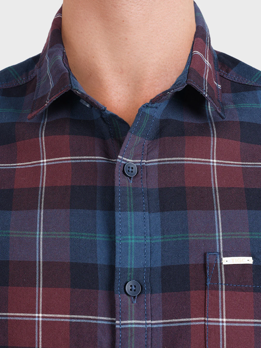 Men's Brown Slim Fit Checkered Casual Shirt - Image 3