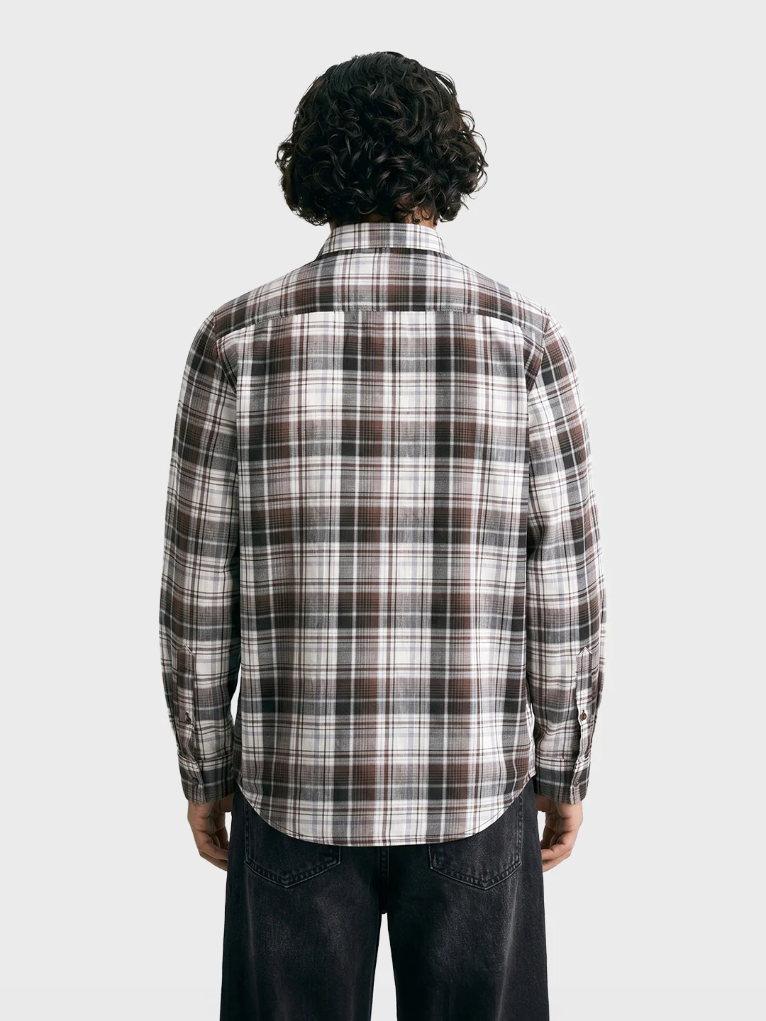 Men's Brown Slim Fit Checkered Casual Shirt - Image 5
