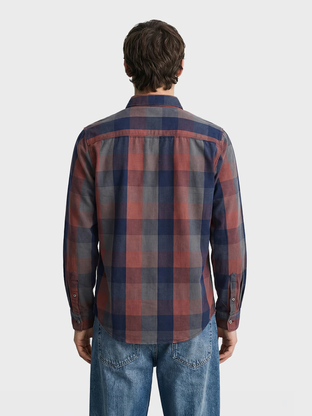 Men's Brown Slim Fit Checkered Casual Shirts - Image 5