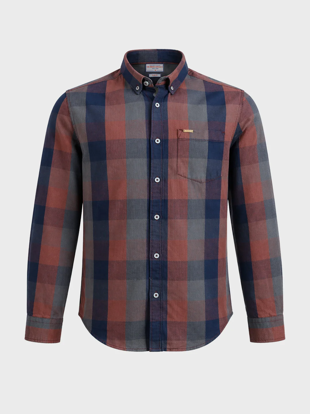 Men's Brown Slim Fit Checkered Casual Shirts - Image 6
