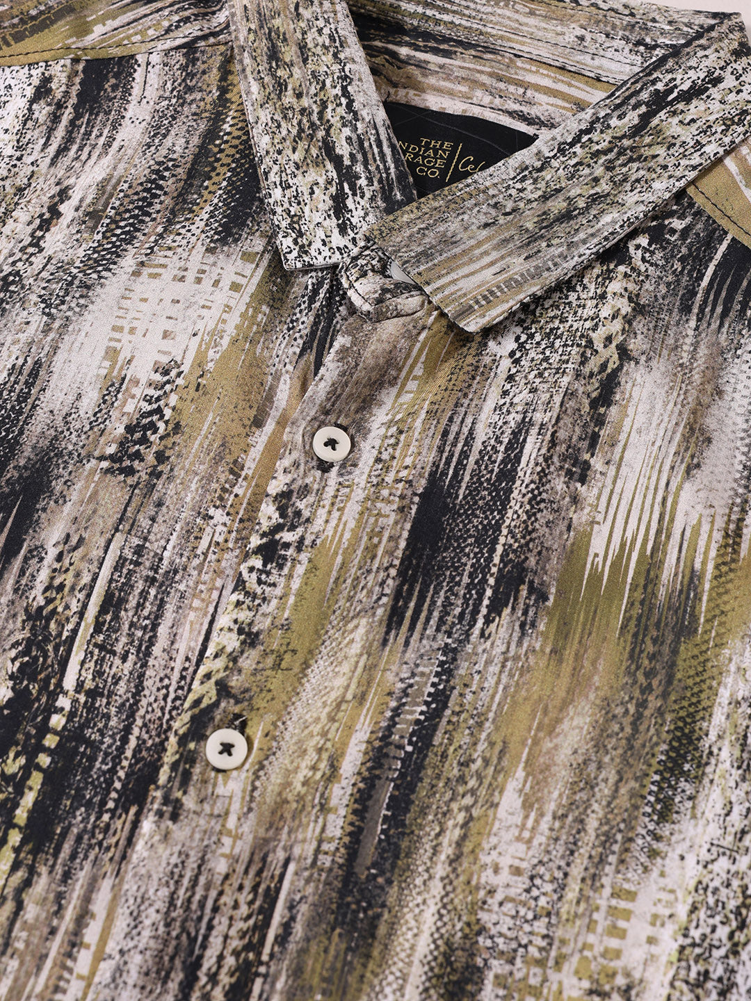 Men's Brown Slim Fit Party Wear Printed Shirt - Image 3