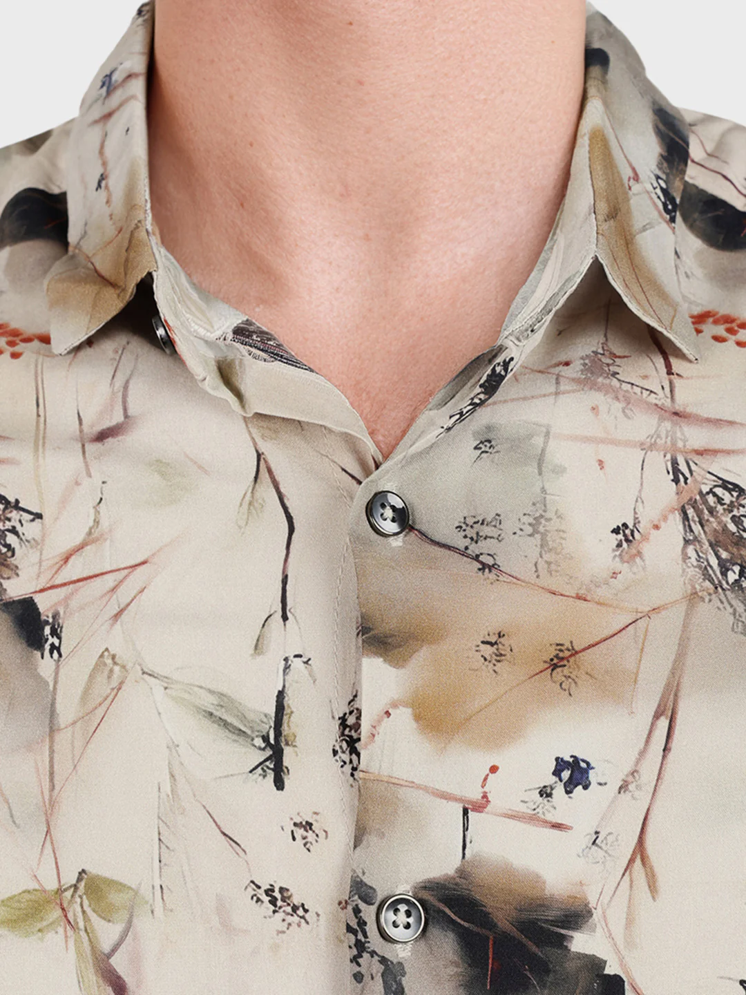 Men's Brown Slim Fit Party Wear Printed Shirt - Image 3