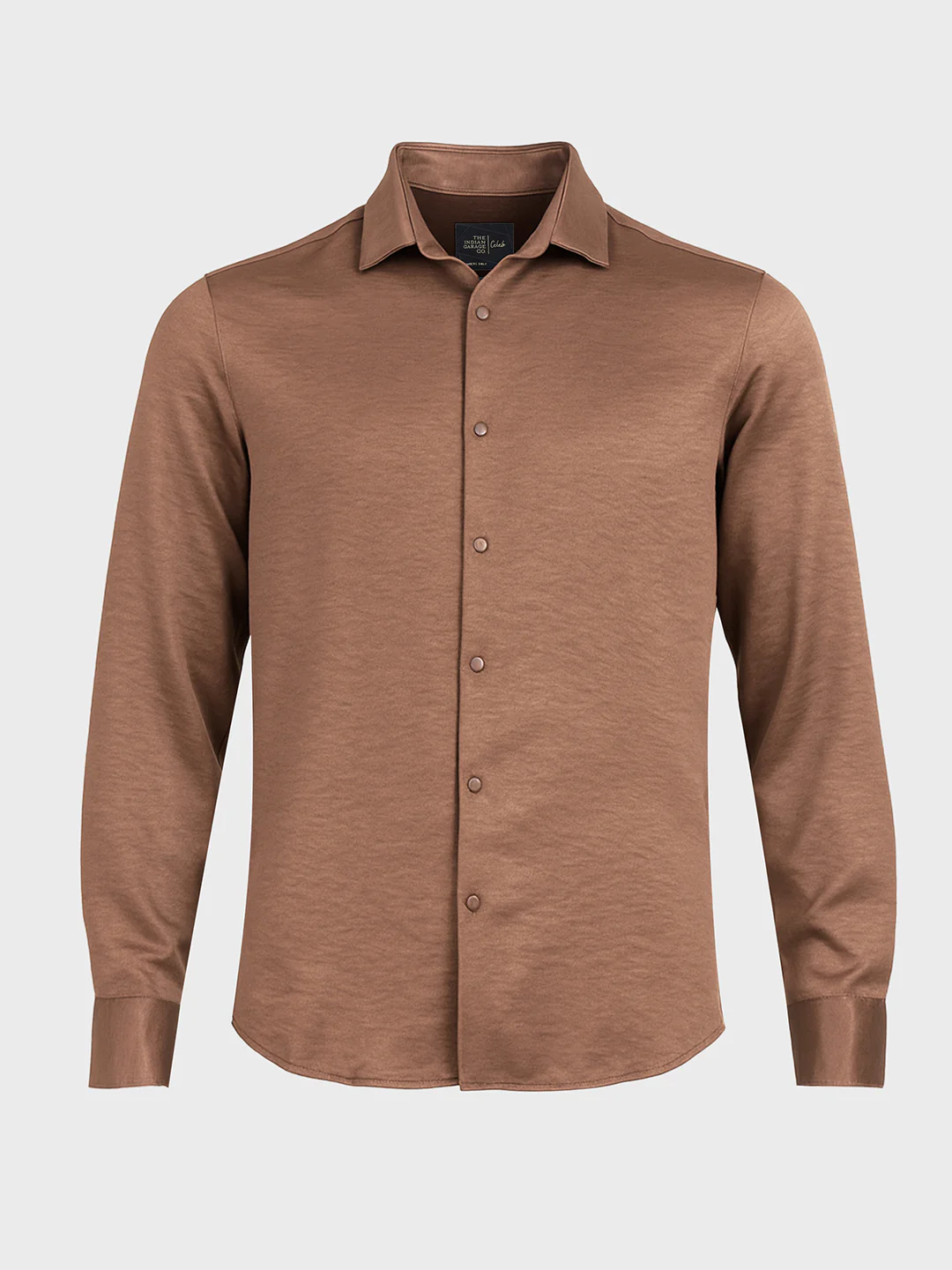 Men's Brown Slim Fit Party Wear Solid Shirt - Image 4