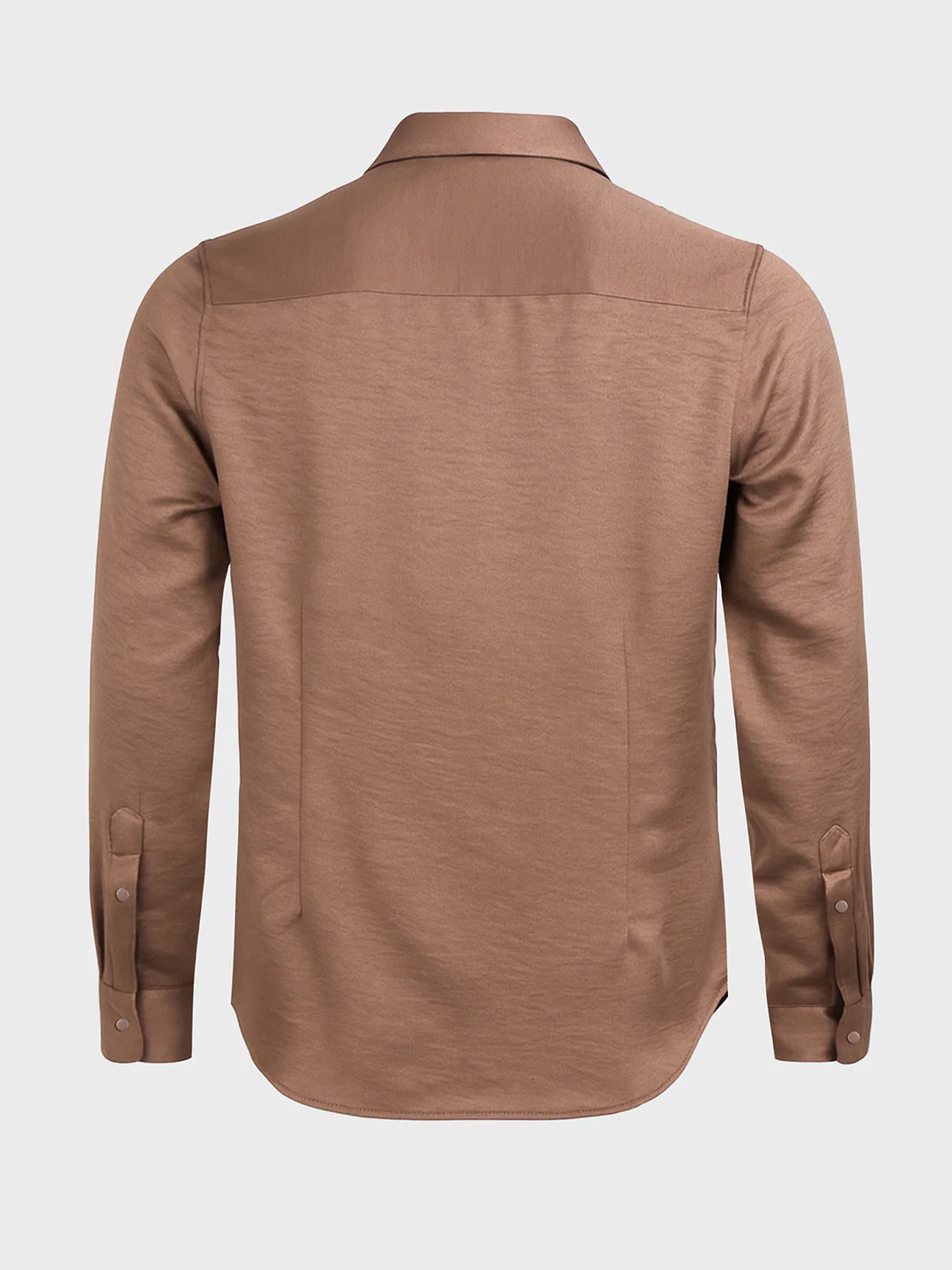 Men's Brown Slim Fit Party Wear Solid Shirt - Image 5