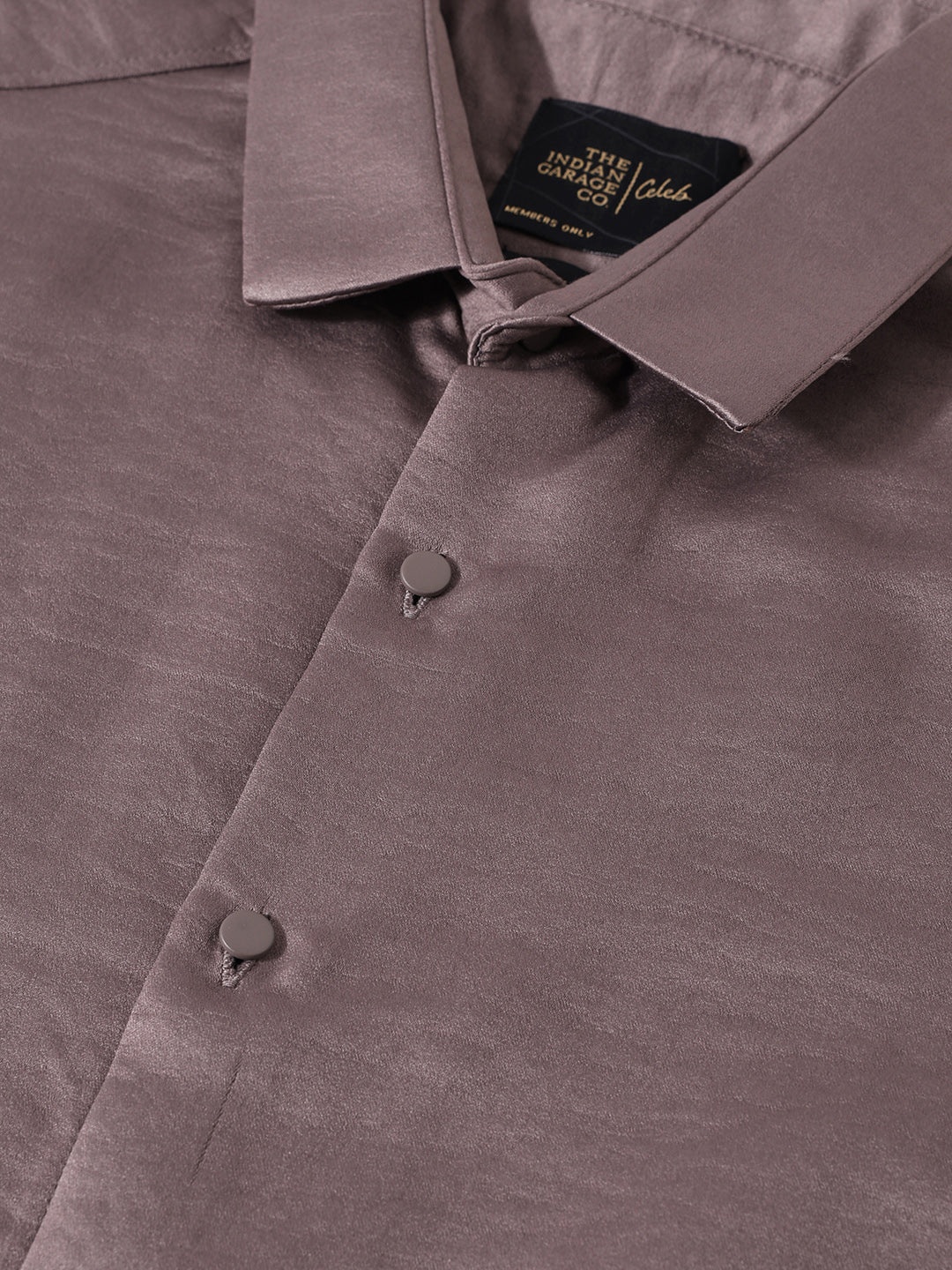 Men's Brown Slim Fit Party Wear Solid Shirt - Image 3