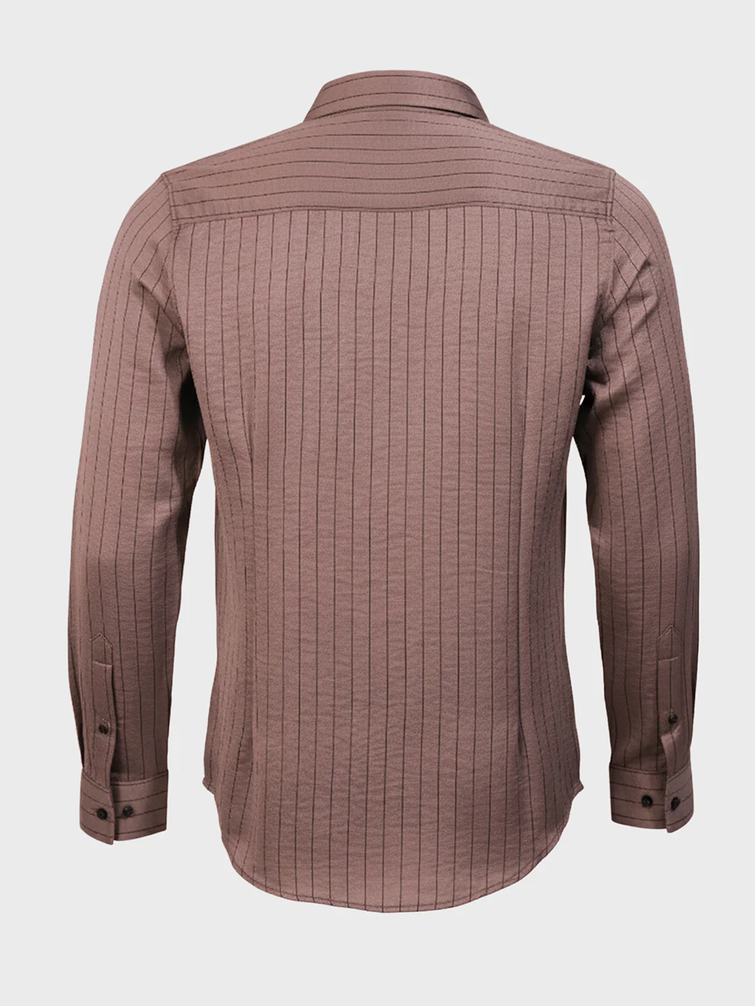 Men's Brown Slim Fit Party Wear Striped Shirt - Image 4
