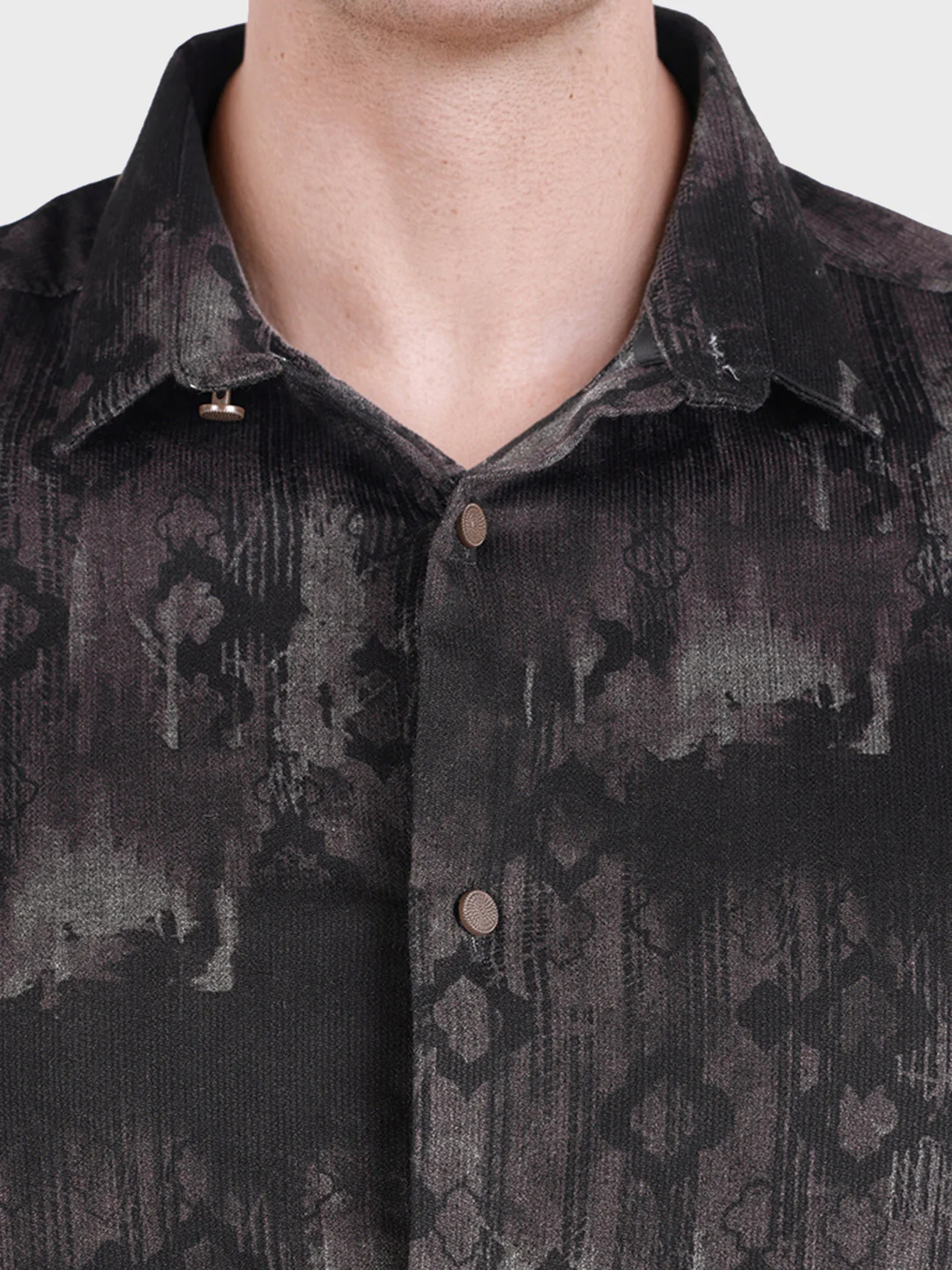 Men's Brown Slim Fit Printed Casual Shirt - Image 3