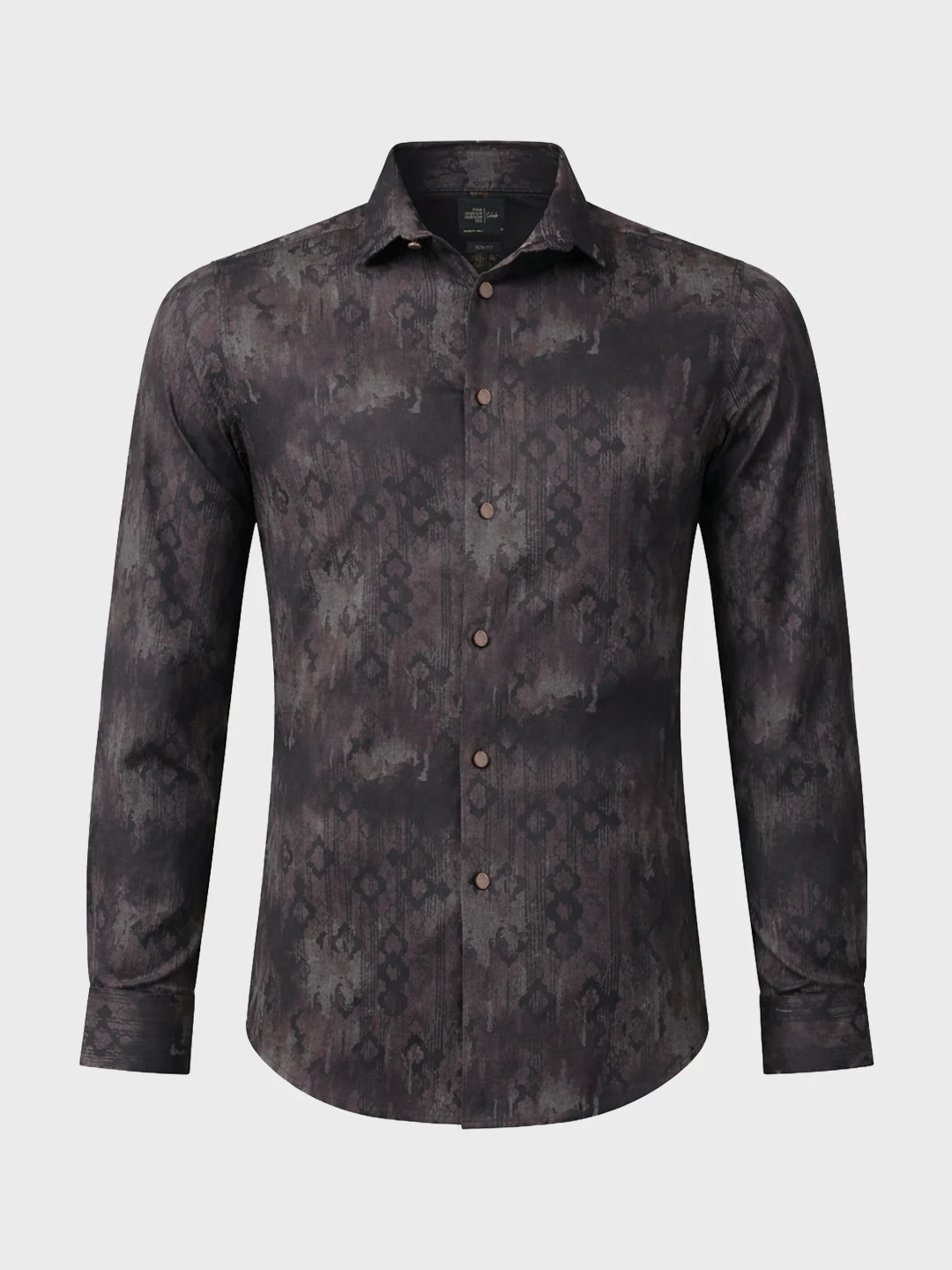 Men's Brown Slim Fit Printed Casual Shirt - Image 6