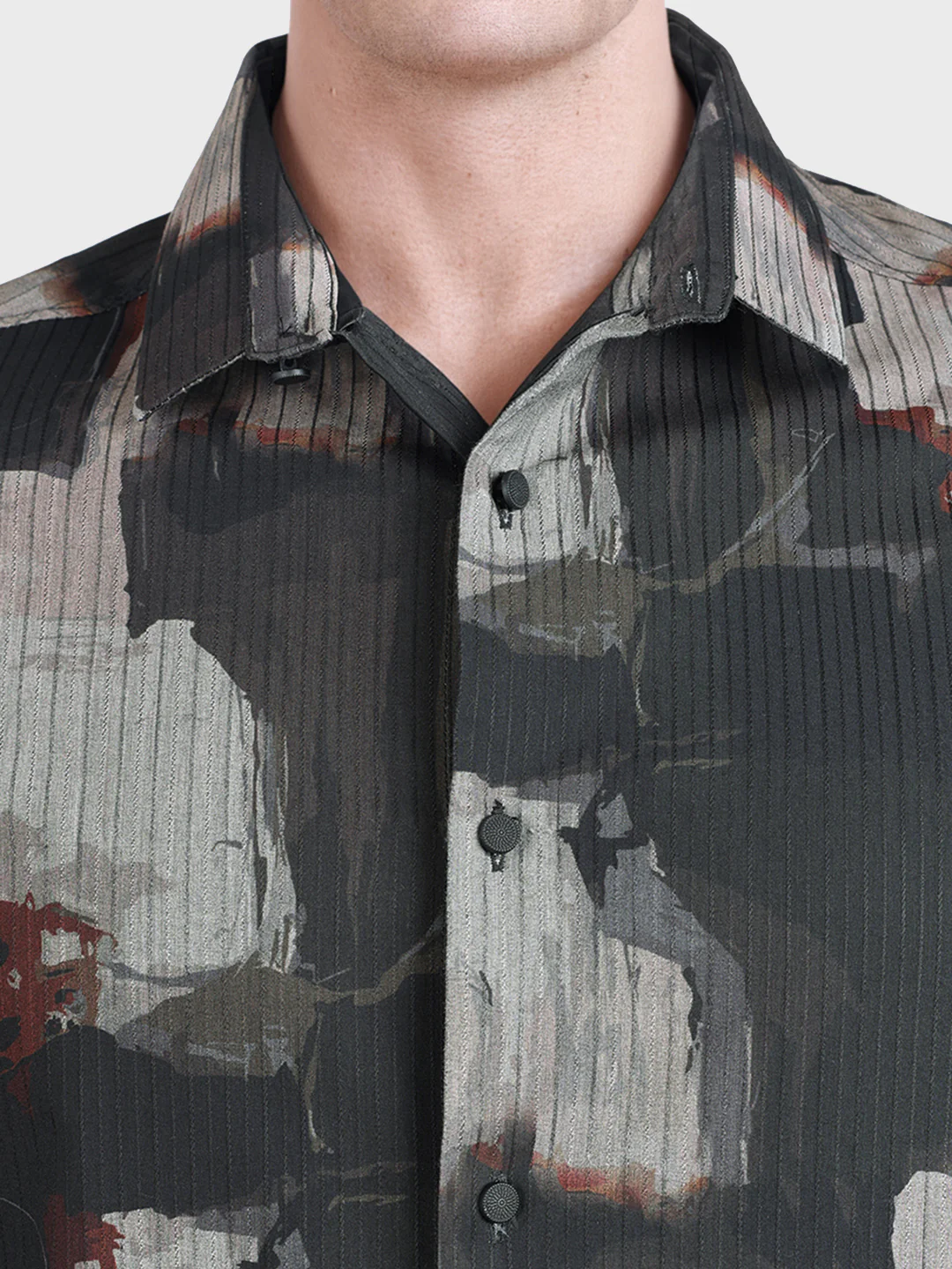Men's Brown Slim Fit Printed Casual Shirt - Image 3