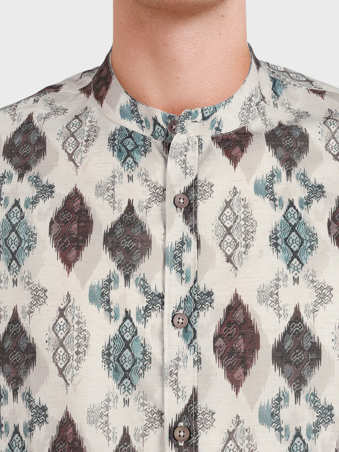 Men's Brown Slim Fit Printed Casual Shirt - Image 3