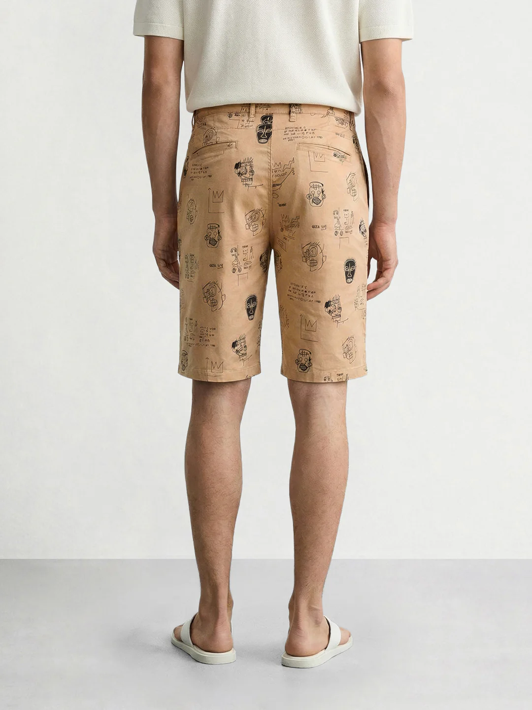 Men's Brown Slim Fit Printed Casual Shorts - Image 2