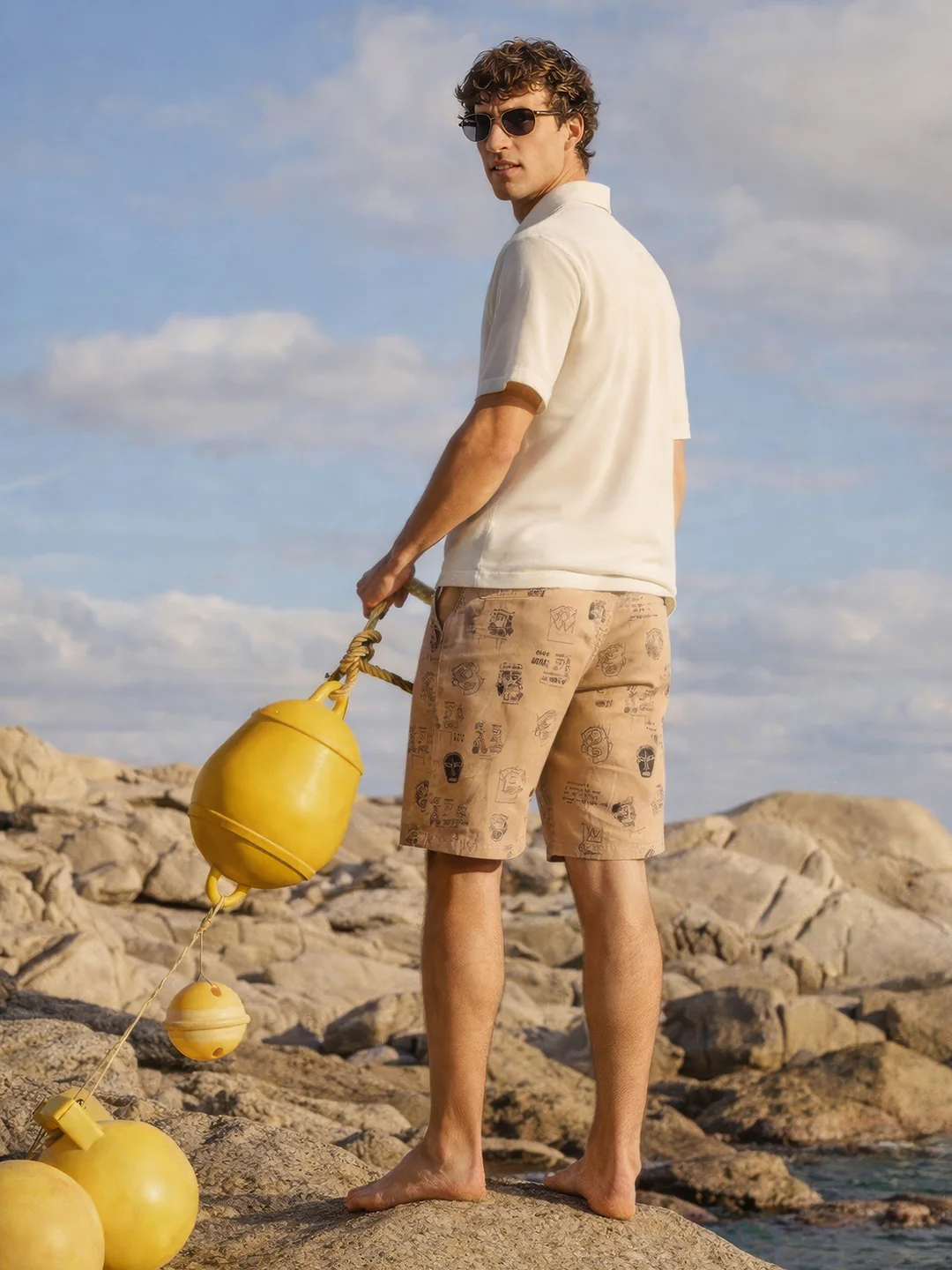Men's Brown Slim Fit Printed Casual Shorts - Image 4