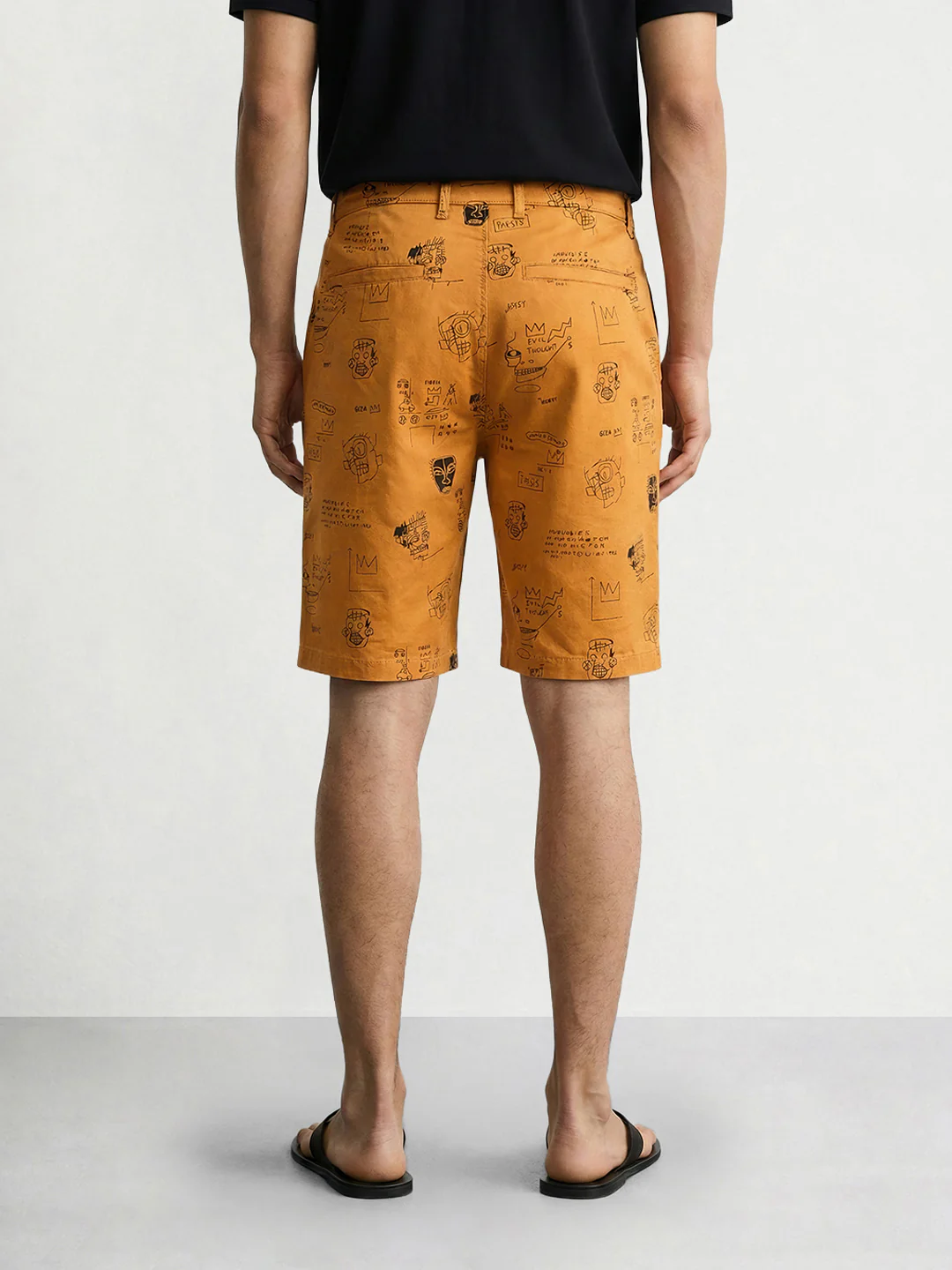 Men's Brown Slim Fit Printed Casual Shorts - Image 2