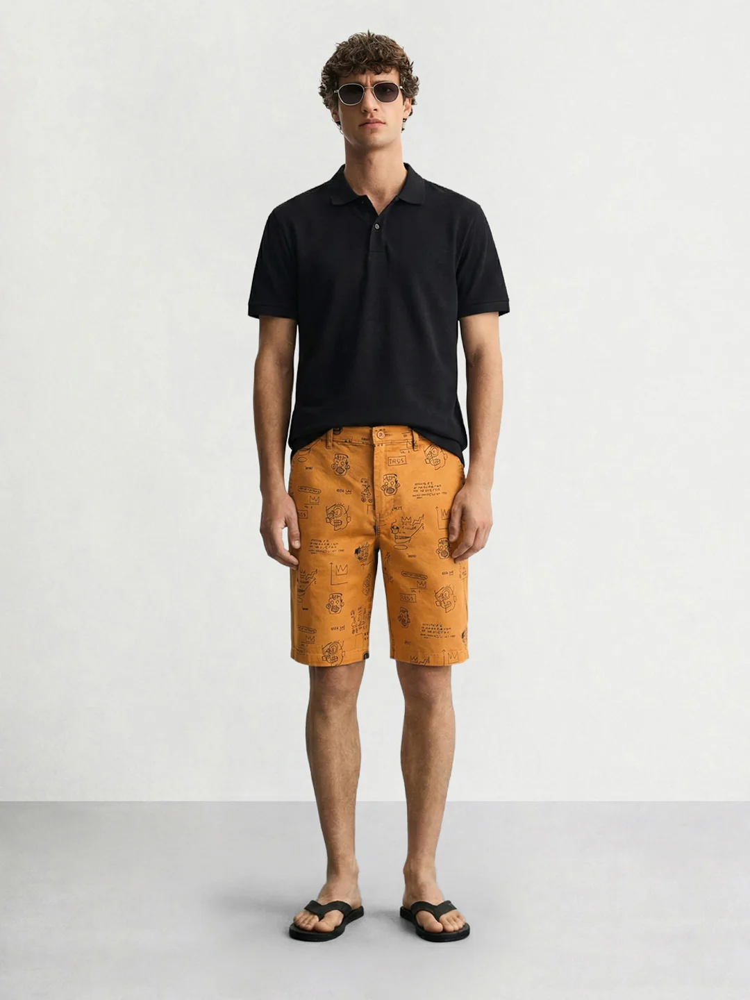 Men's Brown Slim Fit Printed Casual Shorts - Image 3