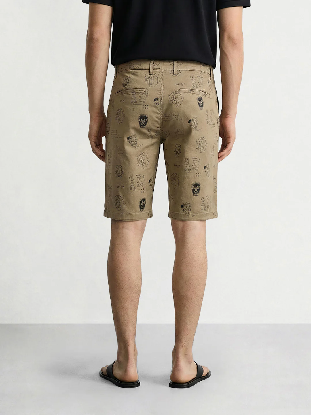 Men's Brown Slim Fit Printed Casual Shorts - Image 2