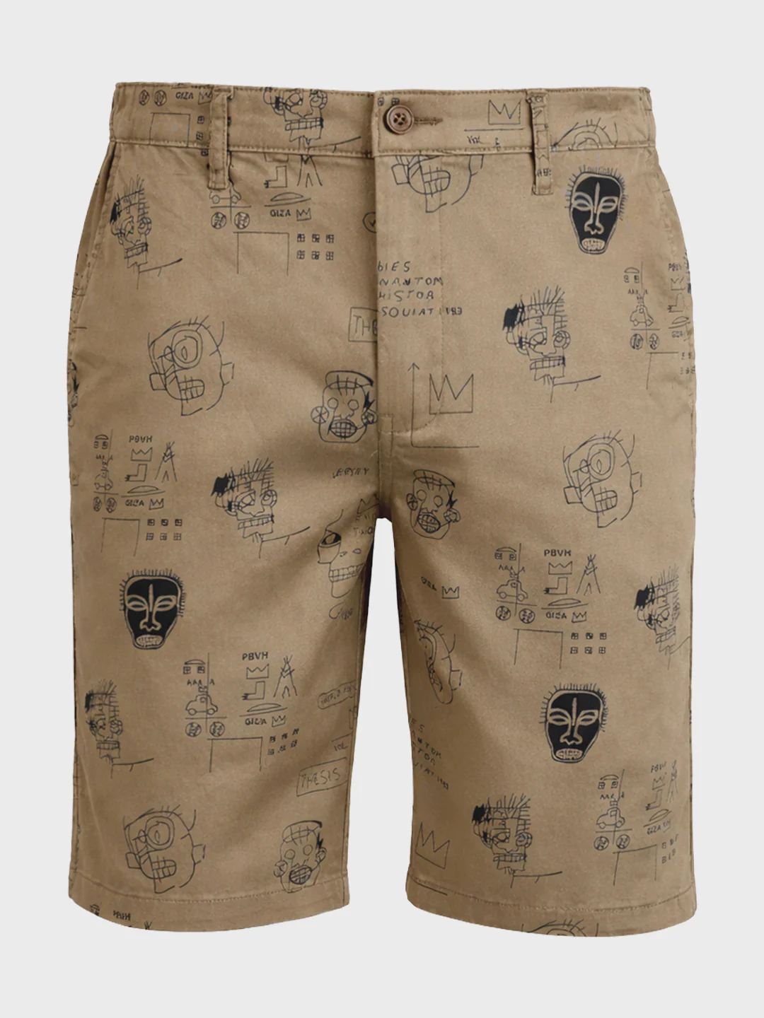 Men's Brown Slim Fit Printed Casual Shorts - Image 5