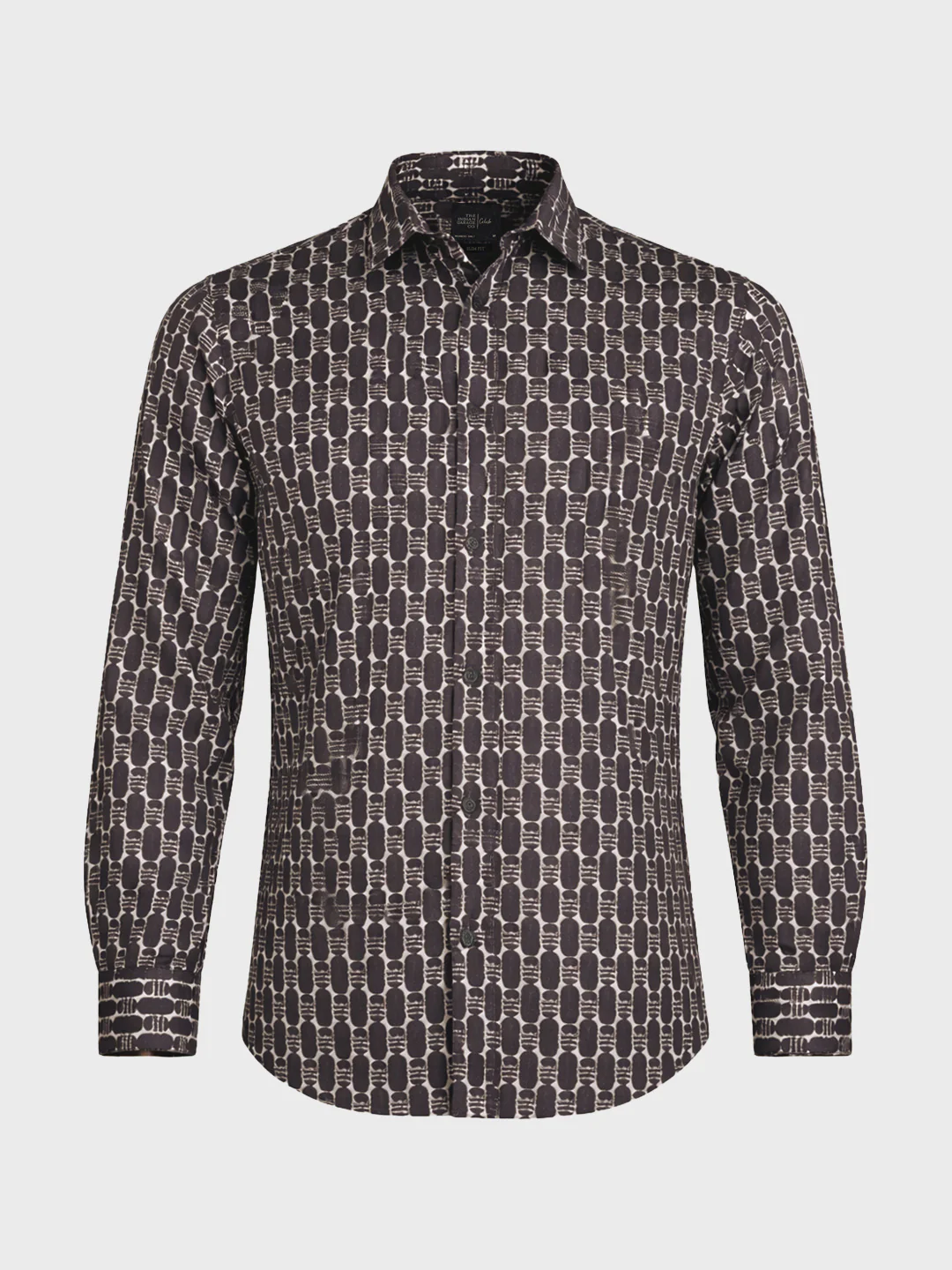 Men's Brown Slim Fit Printed Party Wear Shirt - Image 5