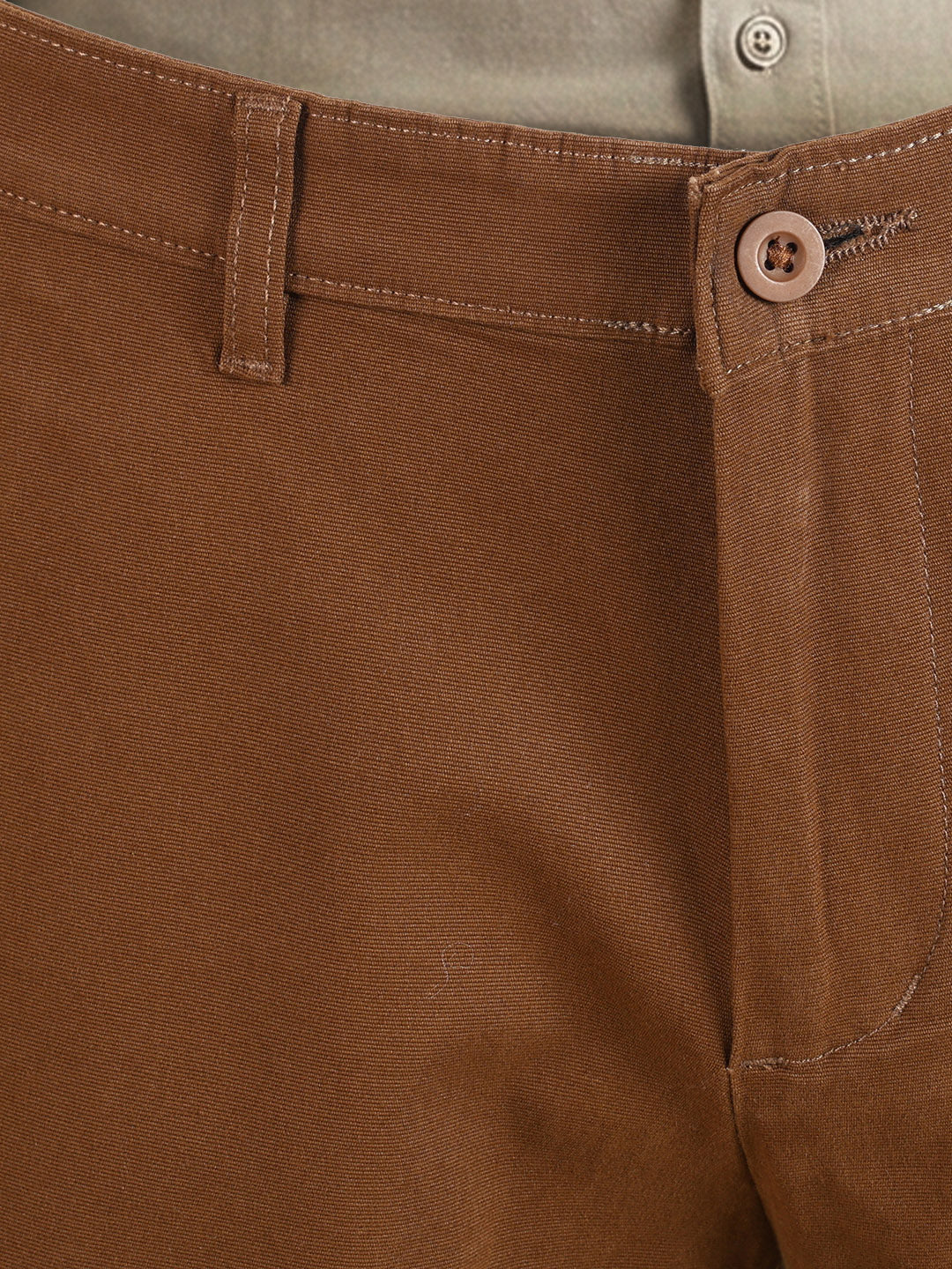 Men's Brown Slim Fit Solid Casual Chinos - Image 8