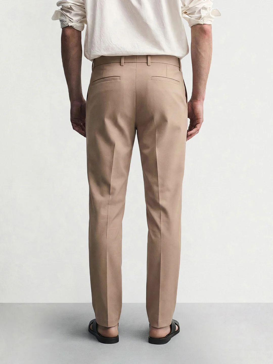 Men's Brown Slim Fit Solid Casual Chinos - Image 2