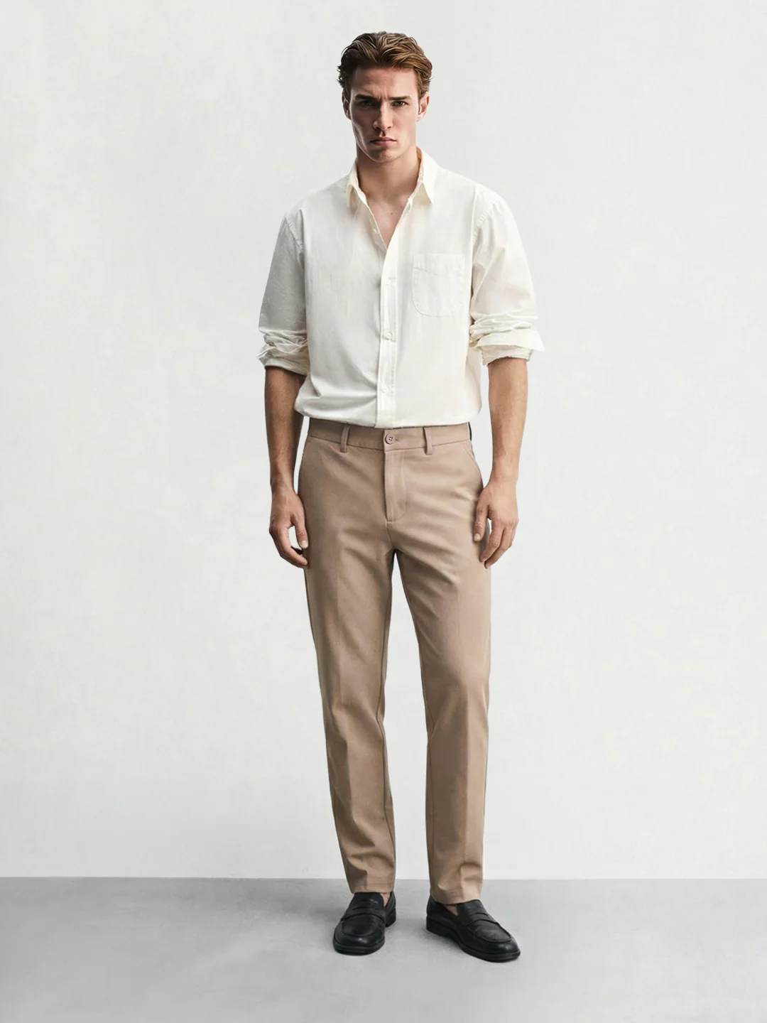 Men's Brown Slim Fit Solid Casual Chinos - Image 4