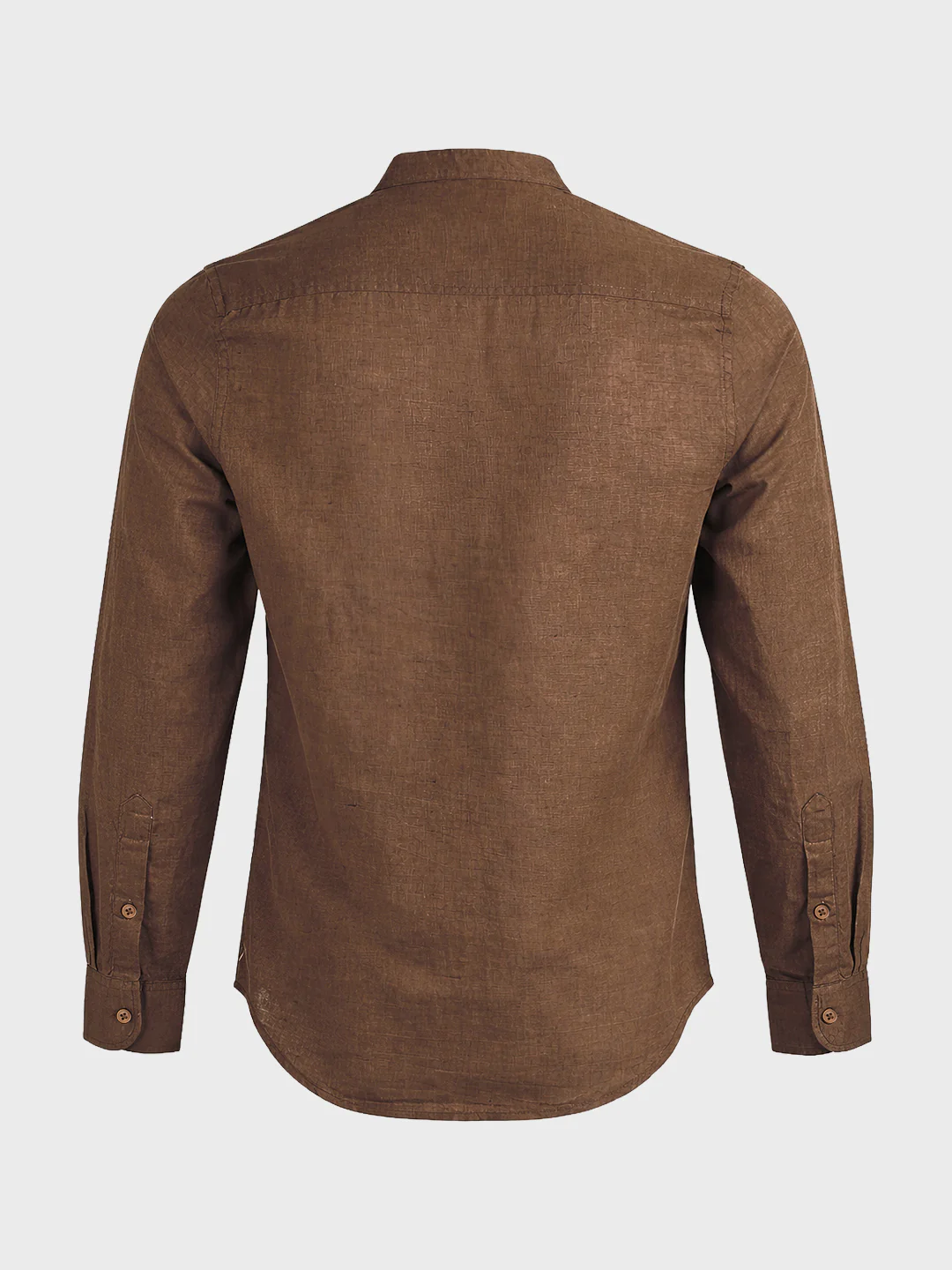 Men's Brown Slim Fit Solid Casual Shirts - Image 5