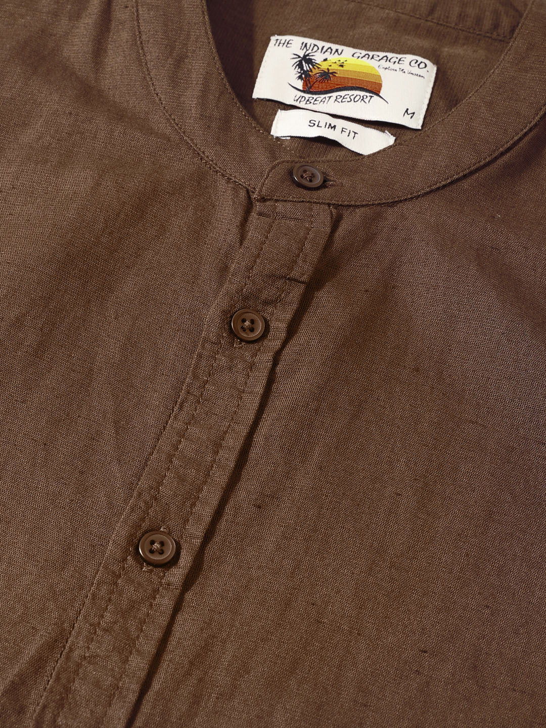 Men's Brown Slim Fit Solid Casual Shirts - Image 6