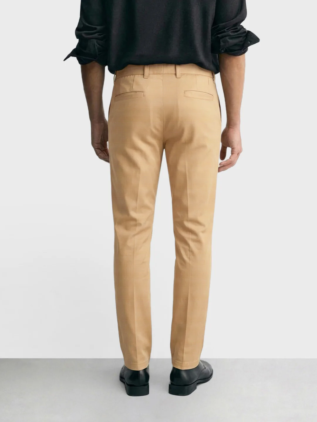 Men's Brown Slim Fit Solid Formal Chinos - Image 4