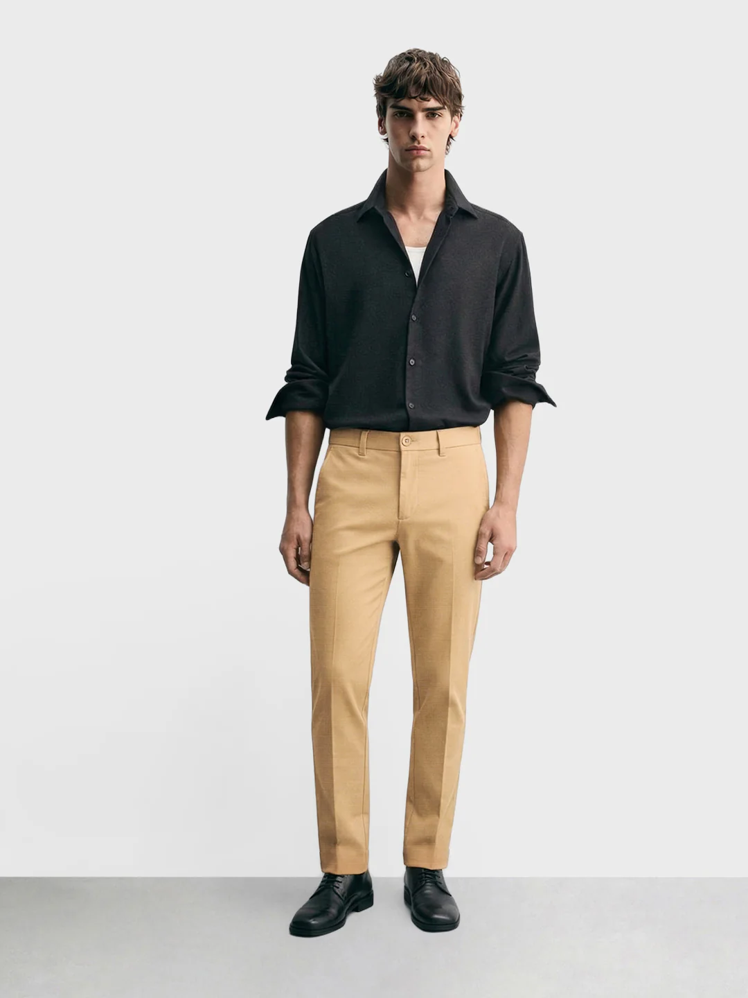 Men's Brown Slim Fit Solid Formal Chinos - Image 5