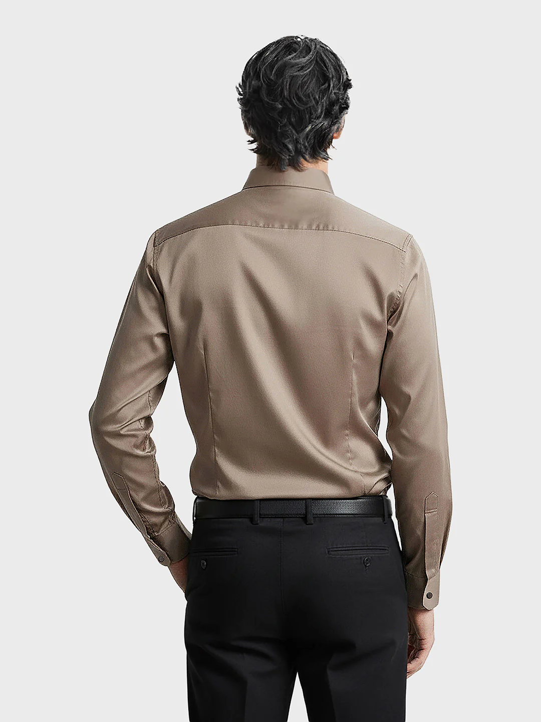 Men's Brown Slim Fit Solid Party Wear Shirt - Image 2