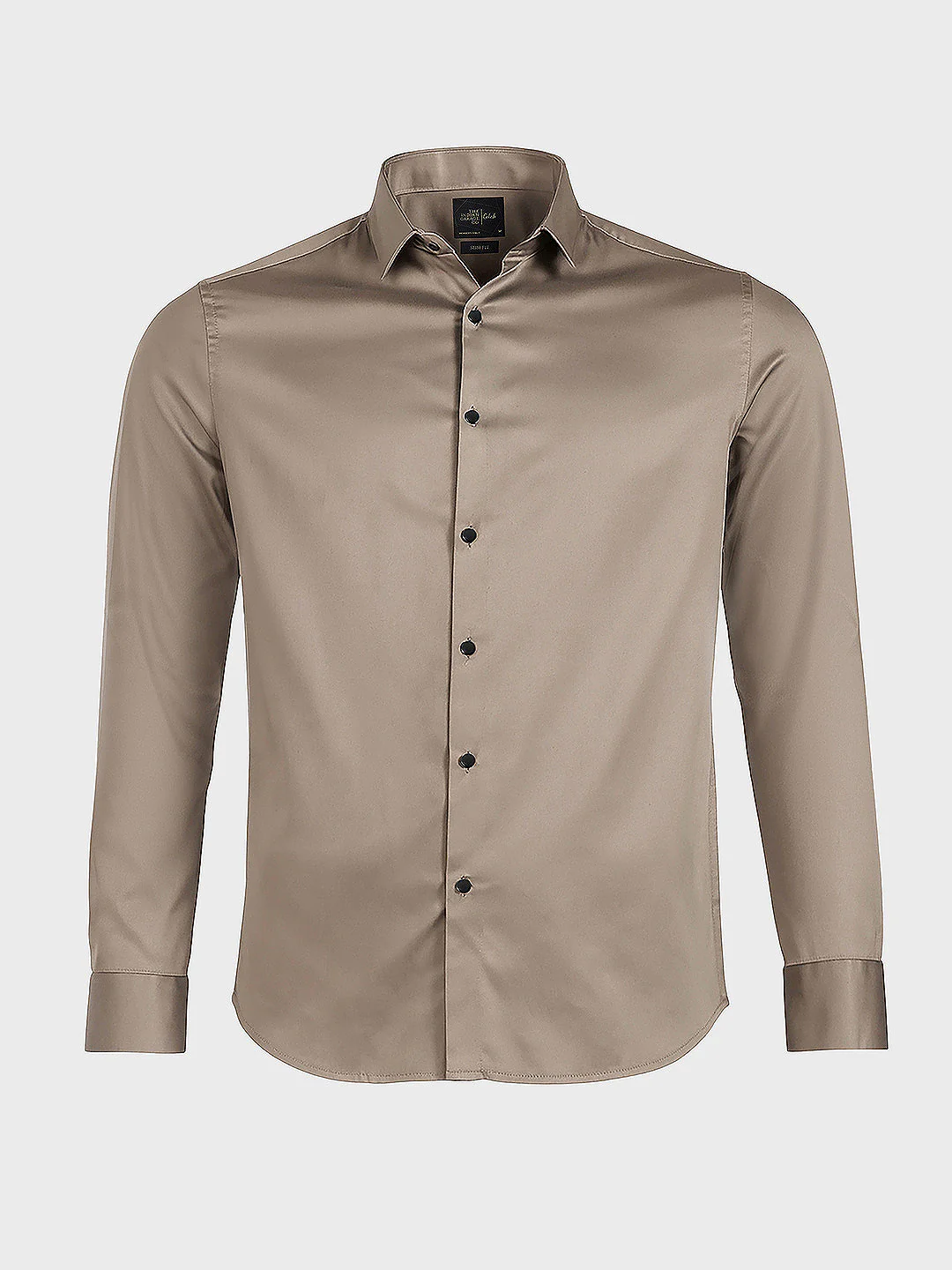 Men's Brown Slim Fit Solid Party Wear Shirt - Image 3