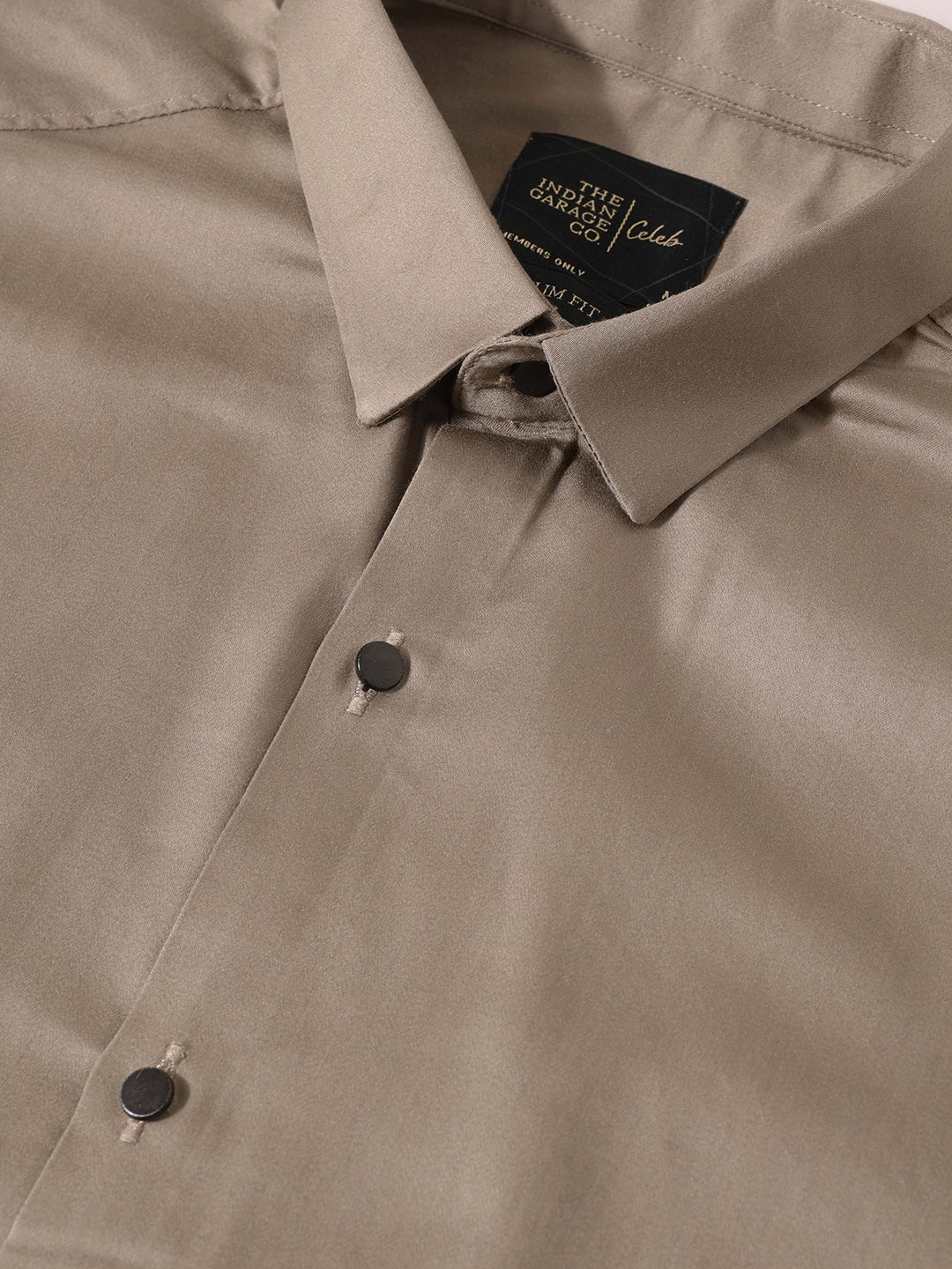 Men's Brown Slim Fit Solid Party Wear Shirt - Image 5