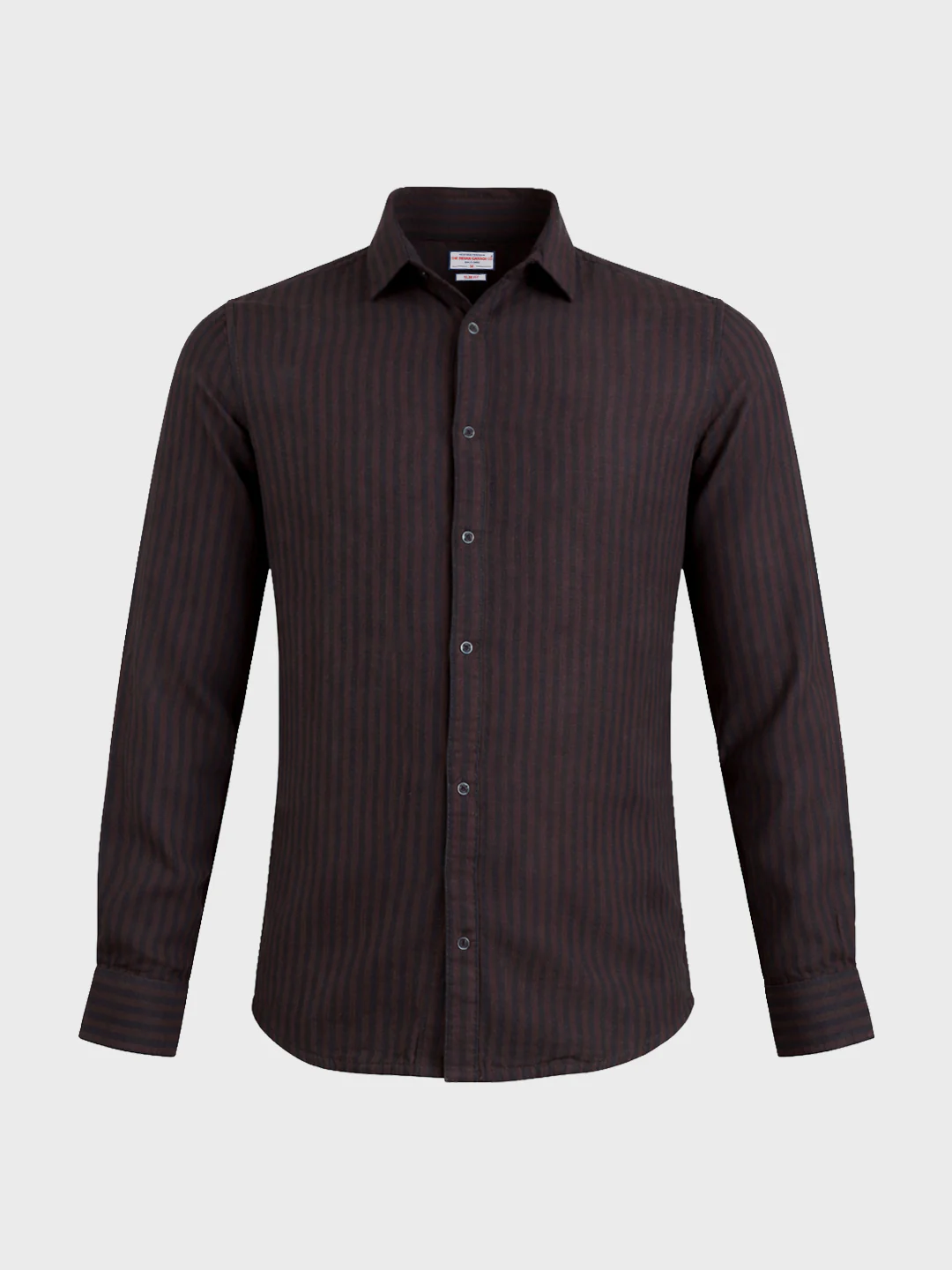Men's Brown Slim Fit Striped Casual Shirt - Image 6