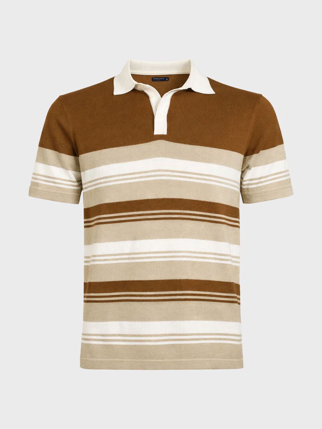 Men's Brown Slim Fit Striped Flat Knit T-Shirt - Image 5