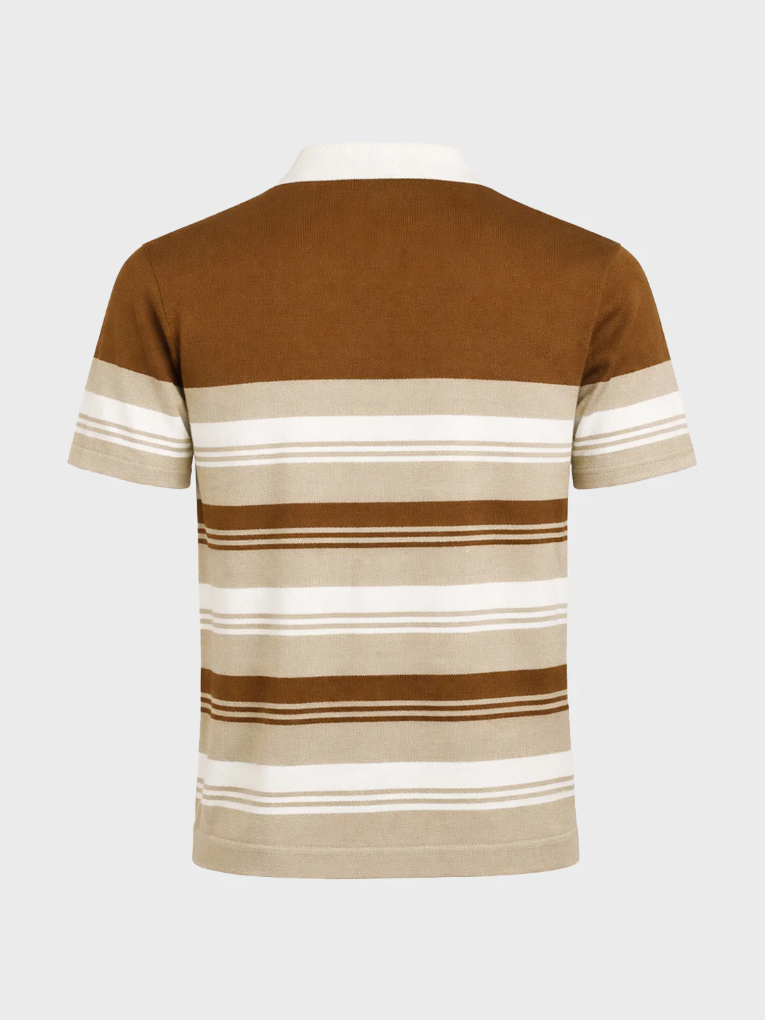 Men's Brown Slim Fit Striped Flat Knit T-Shirt - Image 6