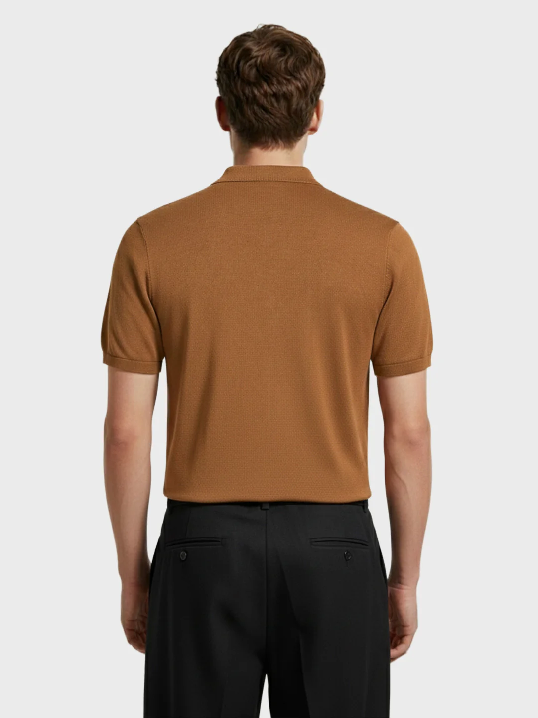 Men's Brown Slim Fit Striped Flat Knit T-Shirt - Image 4