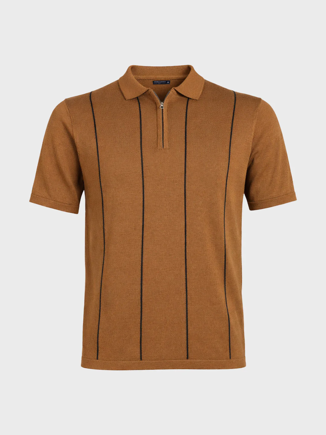 Men's Brown Slim Fit Striped Flat Knit T-Shirt - Image 5