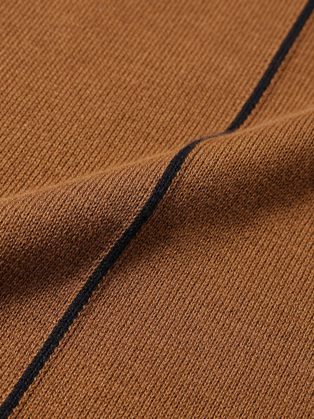Men's Brown Slim Fit Striped Flat Knit T-Shirt - Image 7