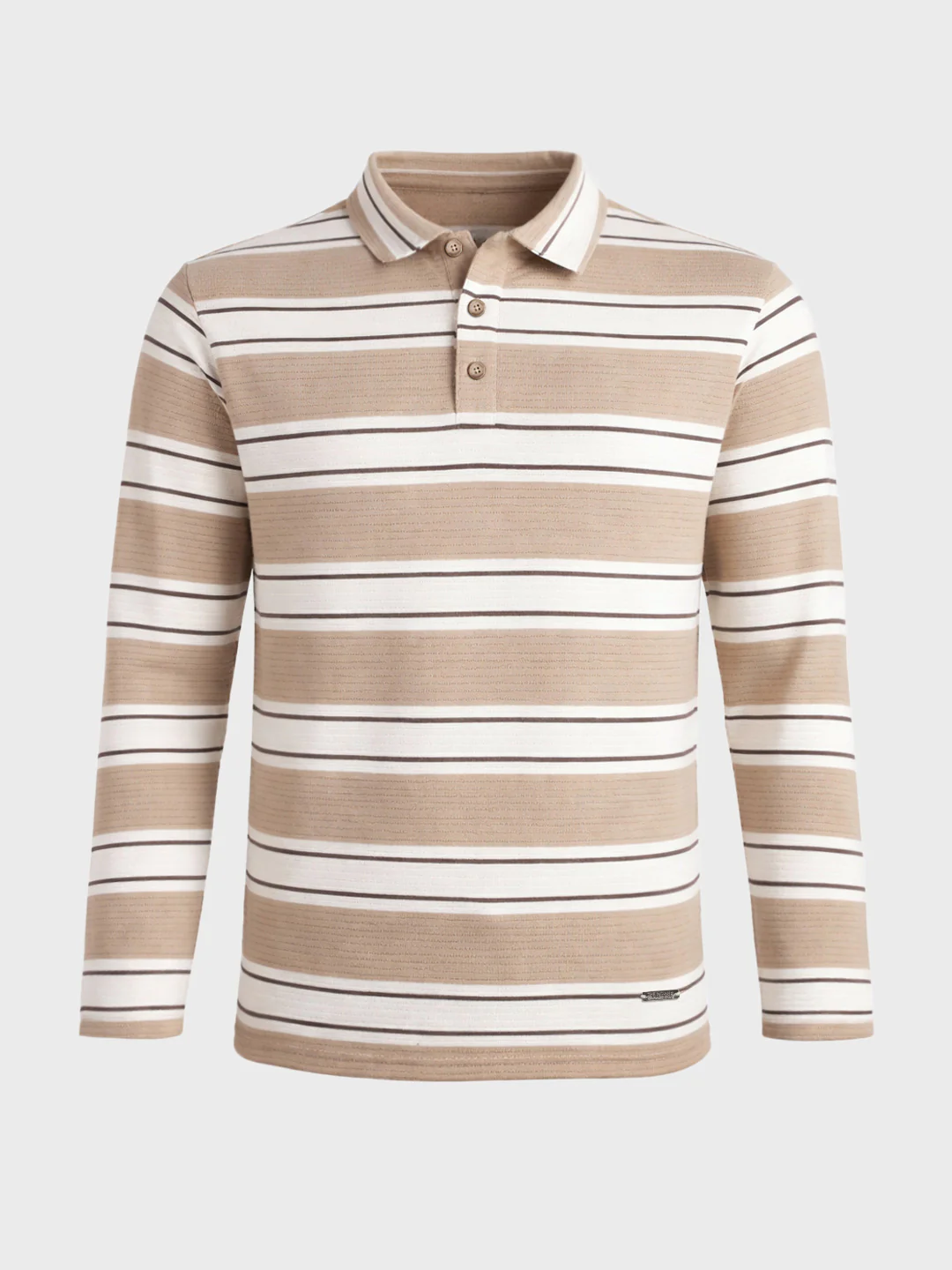 Men's Brown Slim Fit Striped Casual T-Shirt - Image 6