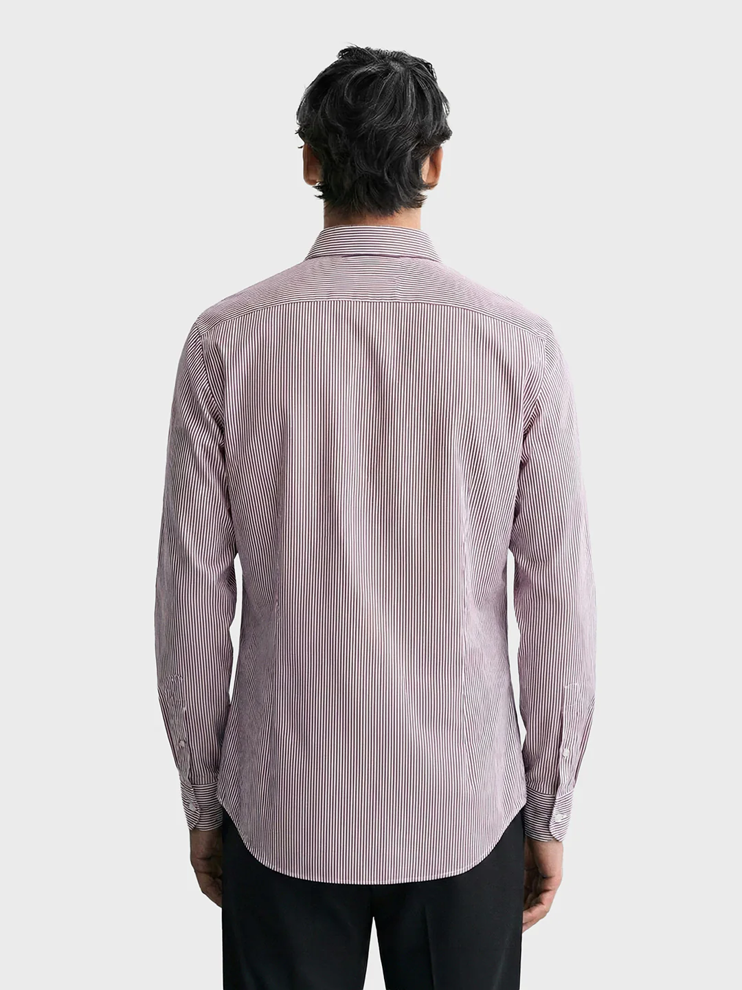 Men's Brown Slim Fit Striped Formal Shirt - Image 2
